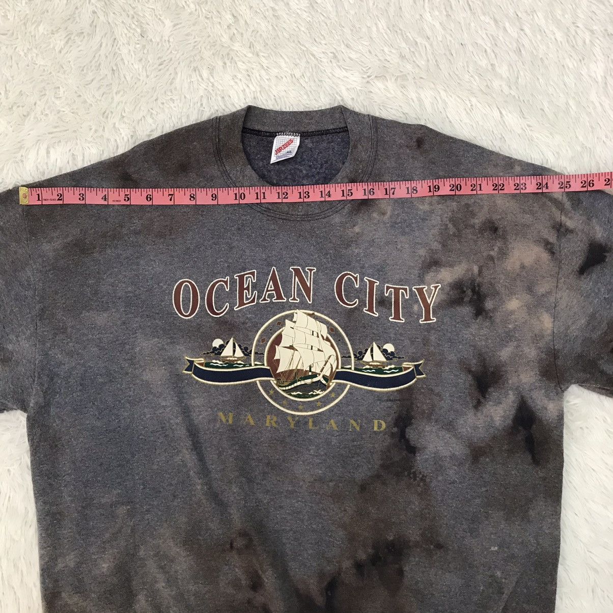 Jerzees × Vintage Vintage Ocean City Maryland tag Jerzees Sweatshirt Bleached Size US XL / EU 56 / 4 - 15 Thumbnail