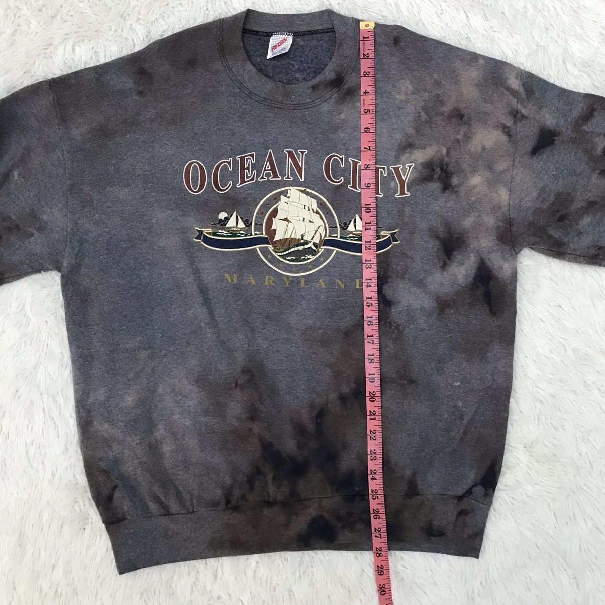 Jerzees × Vintage Vintage Ocean City Maryland tag Jerzees Sweatshirt Bleached Size US XL / EU 56 / 4 - 14 Thumbnail