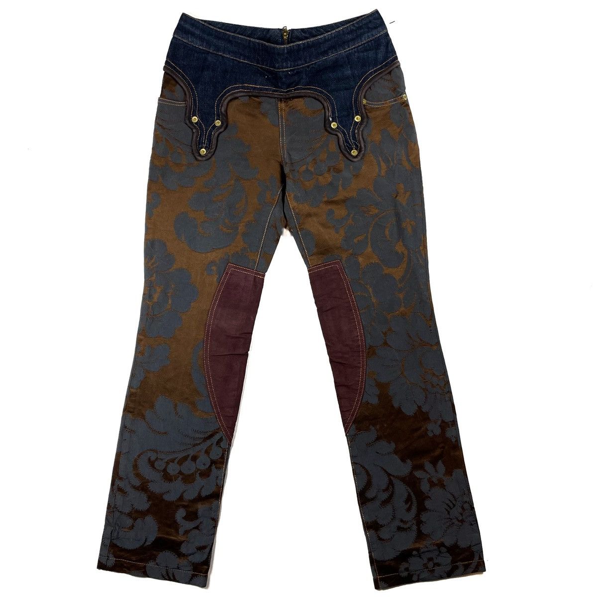 image of Y2K Gf Ferre Gianfranco Ferre Vintage Flower Print Jeans in Brown, Women's (Size 26)