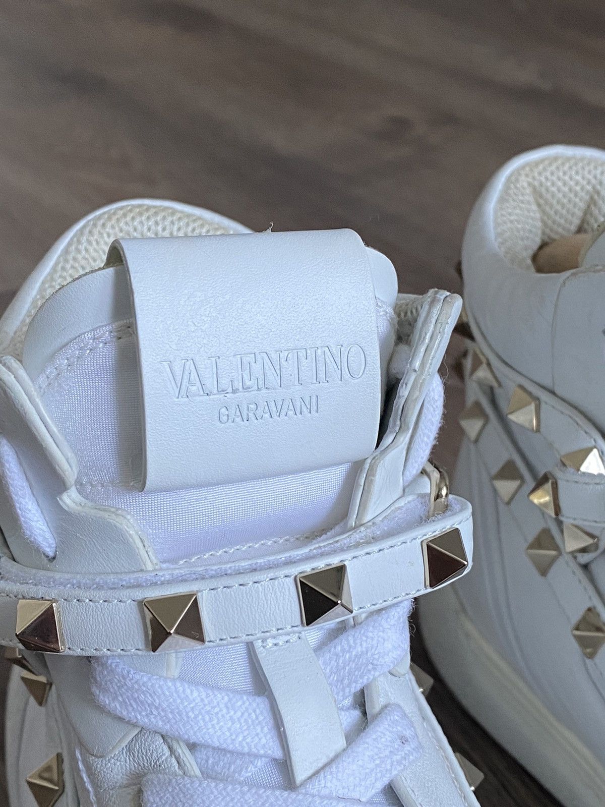 Valentino Valentino White Leather Rockstud Amor High Top Trainers Size US 7 / IT 37 - 7 Thumbnail