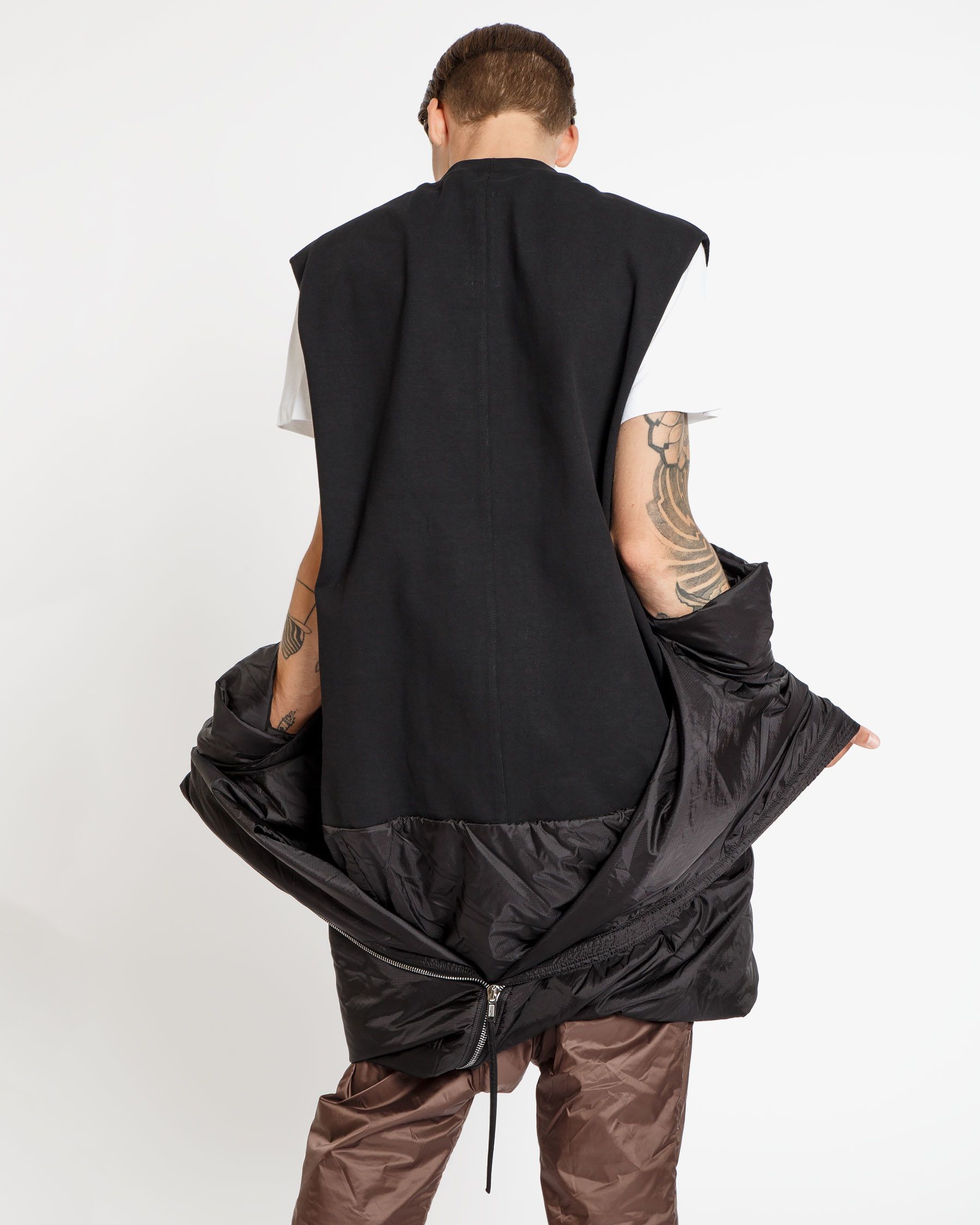 image of Rick Owens Back Zip Banana Nylon Padded Sweater - Fw18 - Sisyphus in Black, Men's (Size Small)