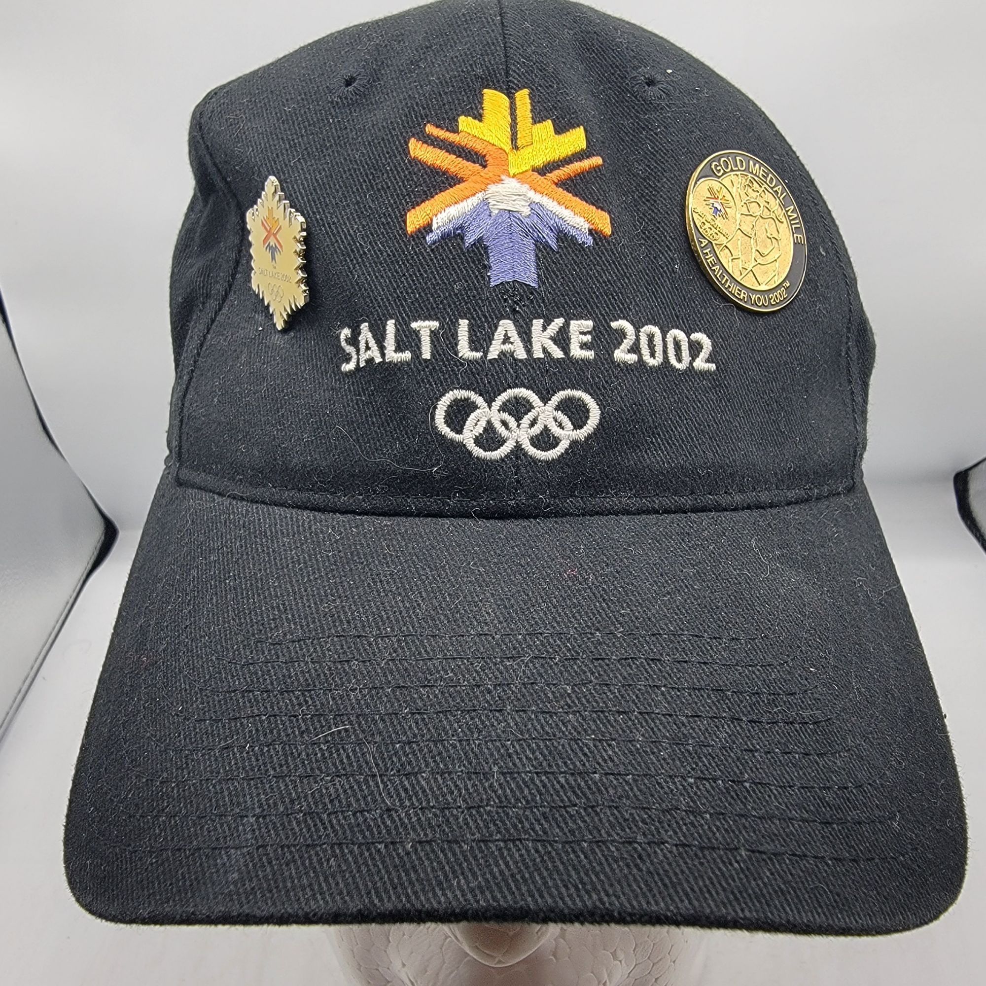 American Needle 2002 Salt Lake City Olympic Hat And Pins Gold Medal Mile Pin Grailed