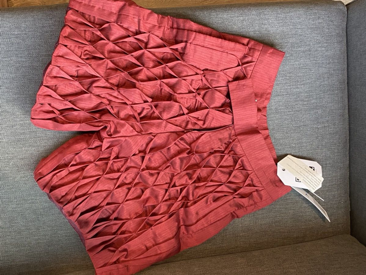 image of Orange Culture - Ss20 Dozie Diamond Pleat Raw Silk Shorts in Crimson, Men's (Size 26)