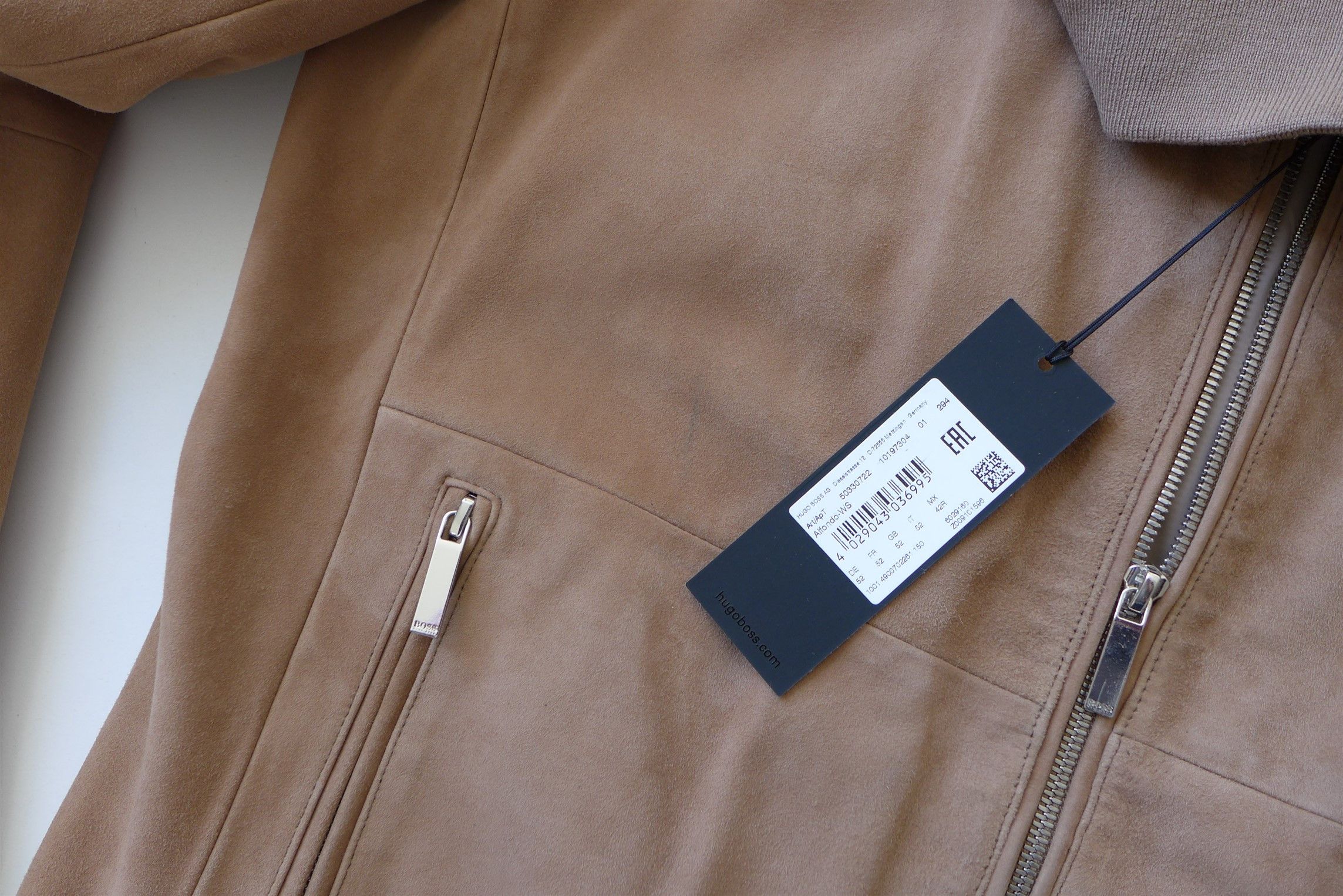 Hugo Boss Alfondo Bomber Jacket Tan Suede