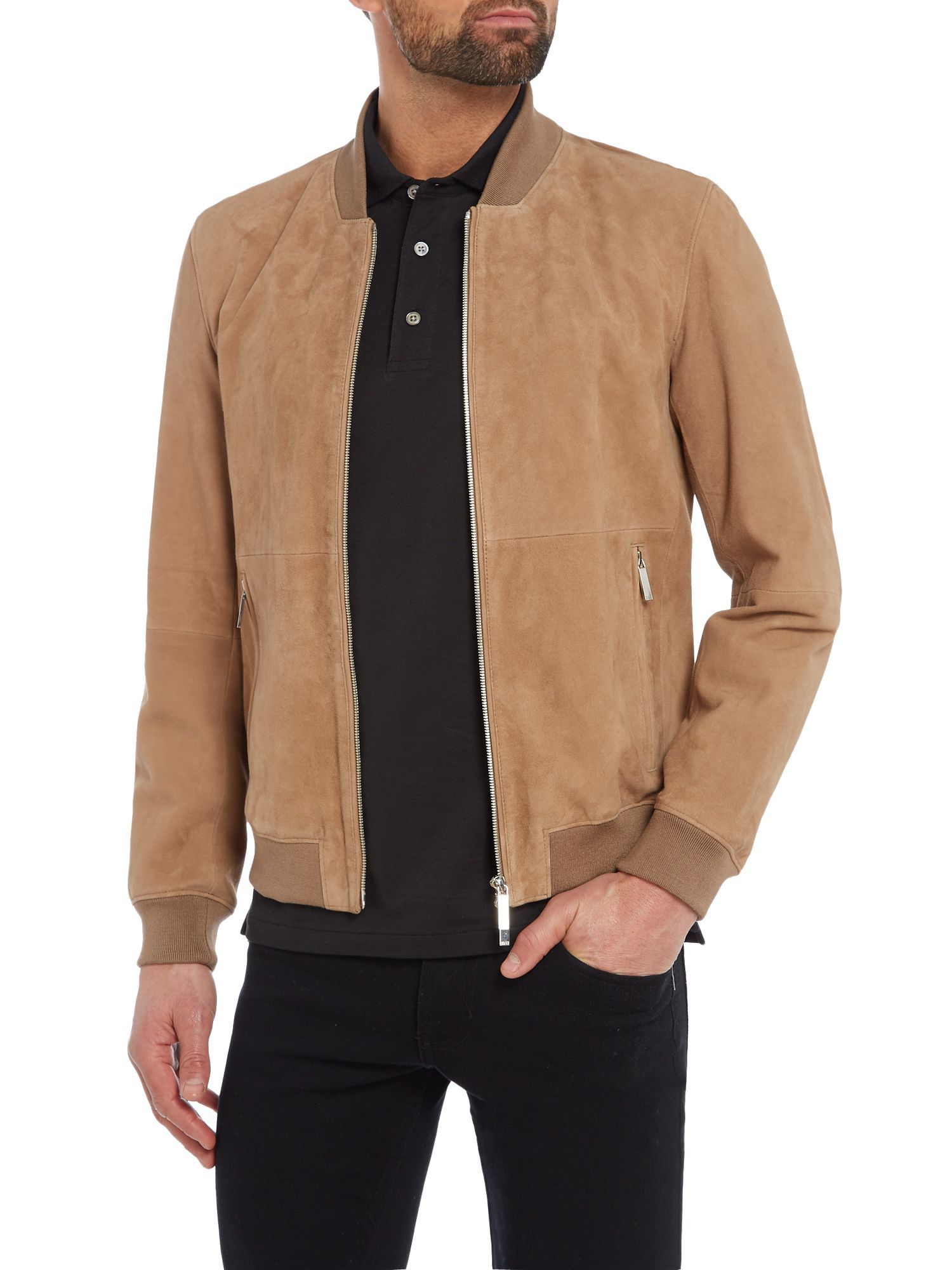 Hugo Boss Hugo Boss Alfondo Bomber Jacket - Tan Suede Size US L / EU 52-54 / 3 - 15 Thumbnail
