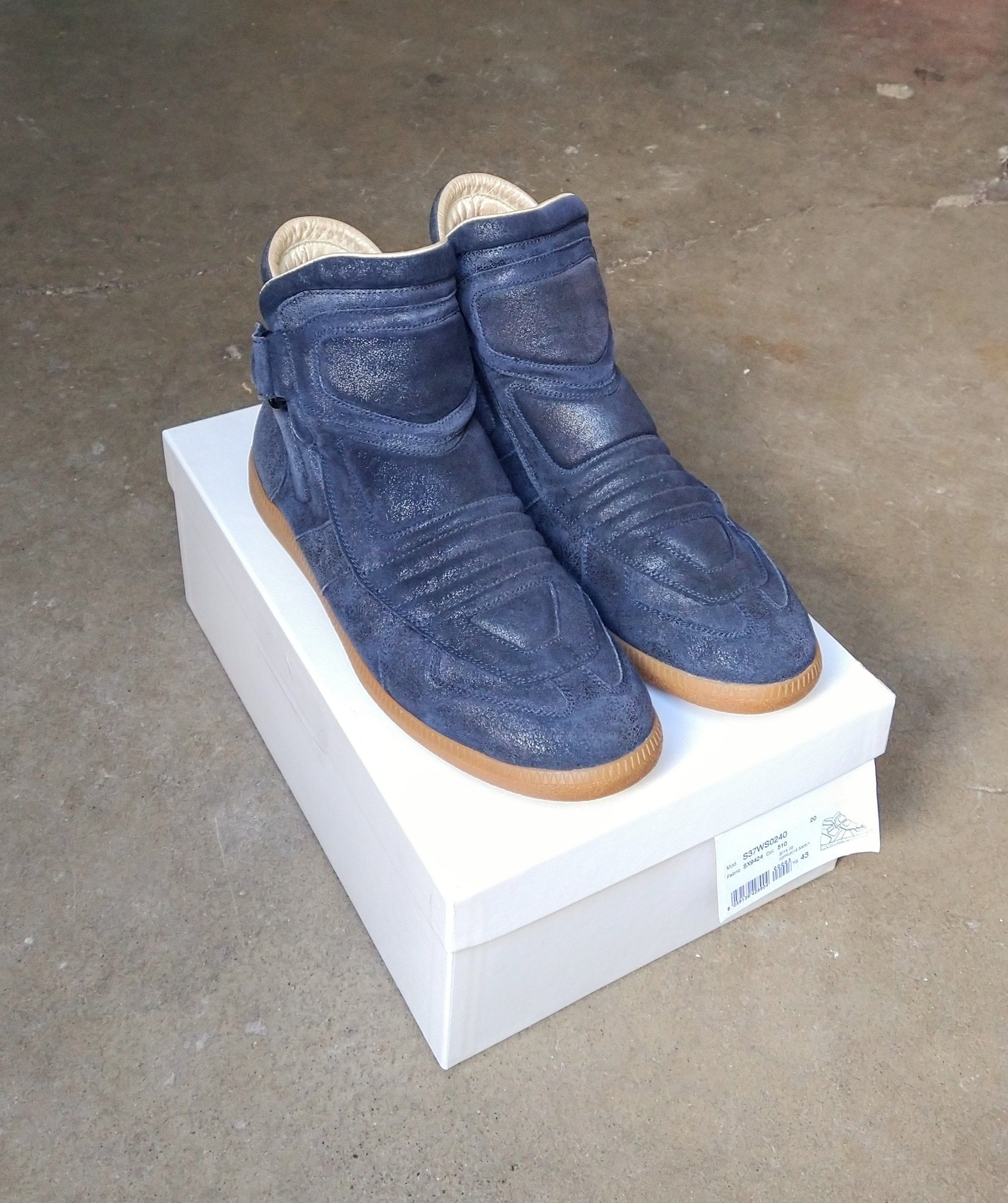 image of Maison Margiela Sneakers Size 10 43 Navy Blue Suede High, Men's