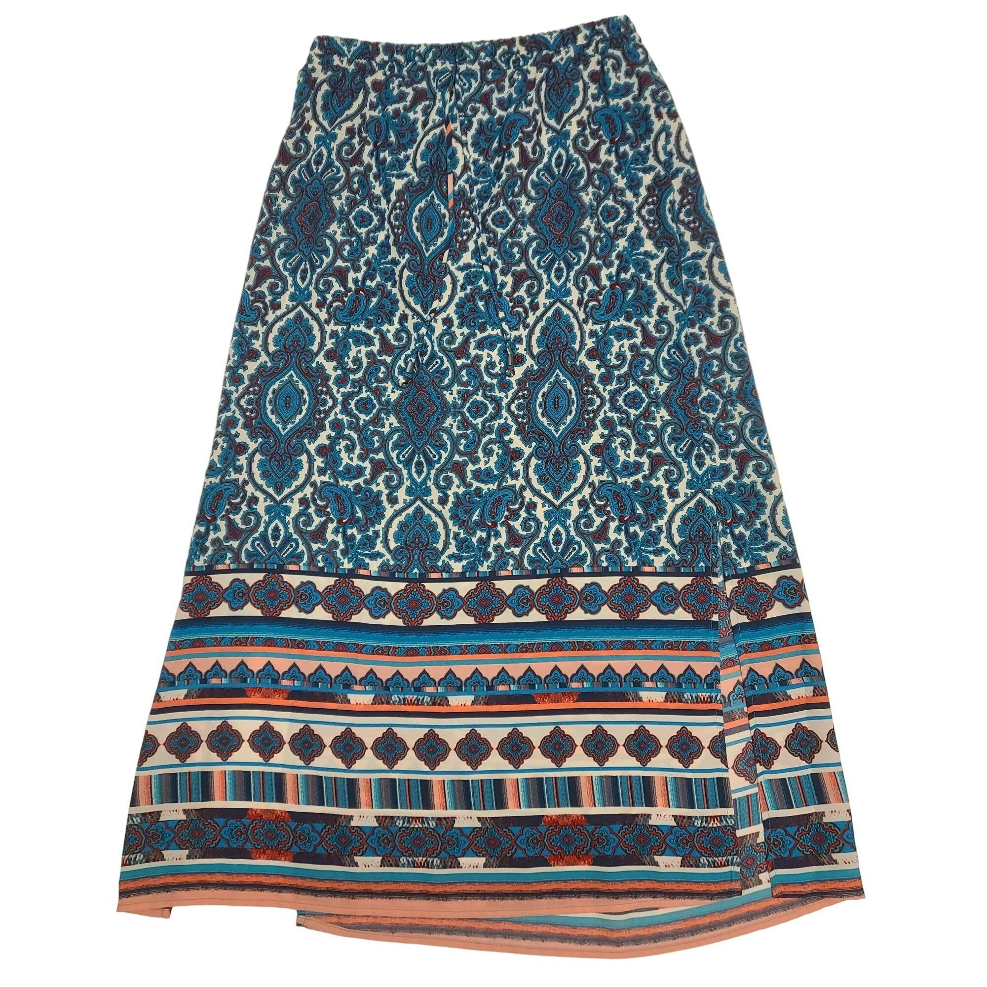 Faded Glory Skirt Womens Size Plus 22W Blue Modest No Slits Zip Button Pocket