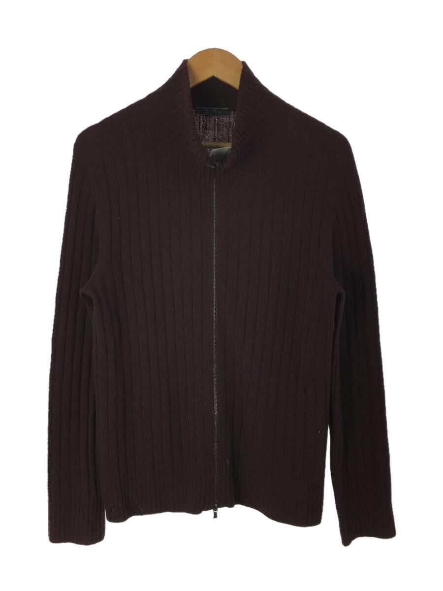 image of Prada Cashmere Ribbed Zip Knit Sweater in Burgandy, Men's (Size Small)