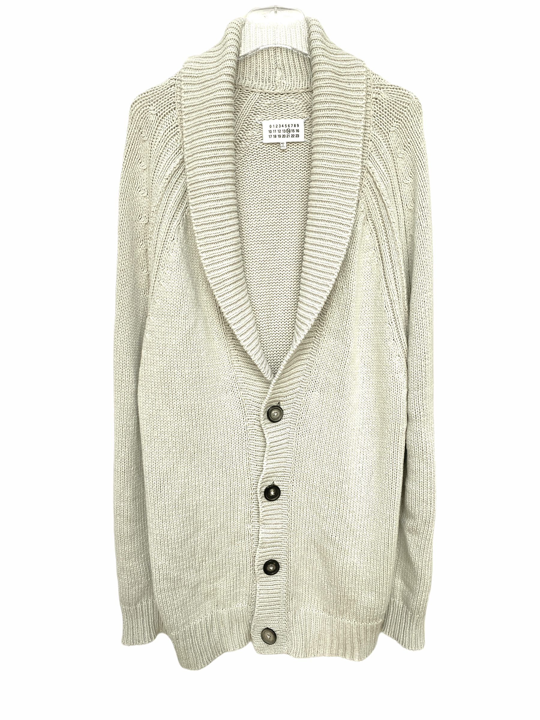 image of Maison Margiela Oversized Heavy Cotton Silk Cardigan in Grey, Men's (Size Medium)