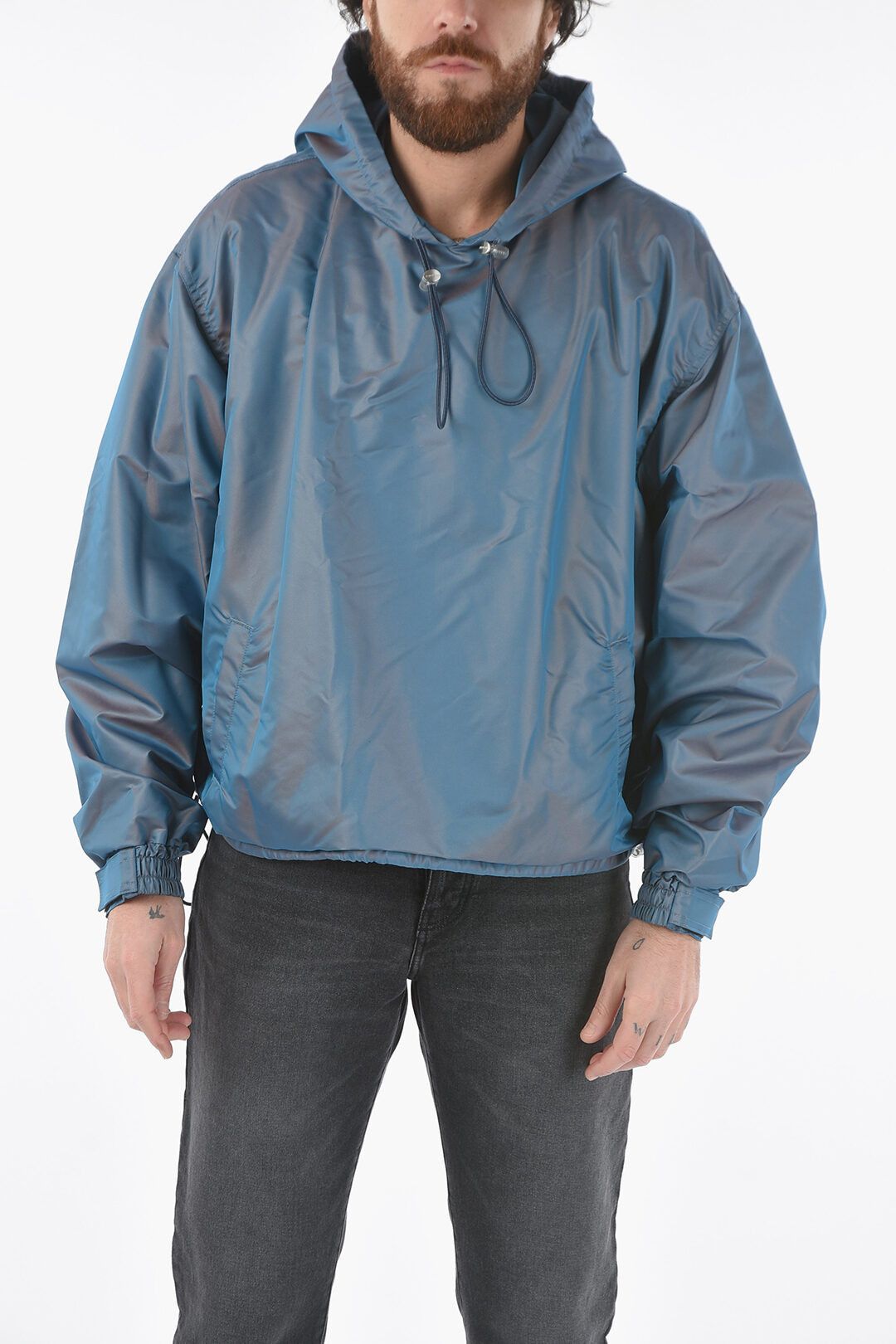 image of Fear Of God Iridescent Effect Nylon Anorak With Drawstrings, Men's (Size Large)