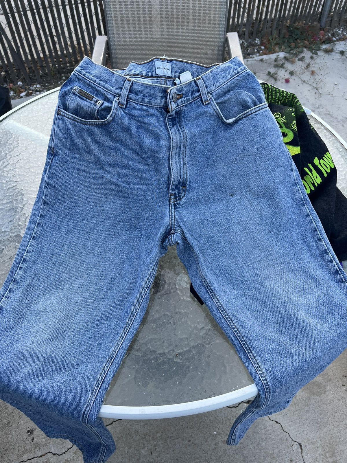 Vintage Calvin Klein Baby Blue Denim Jeans single stitch