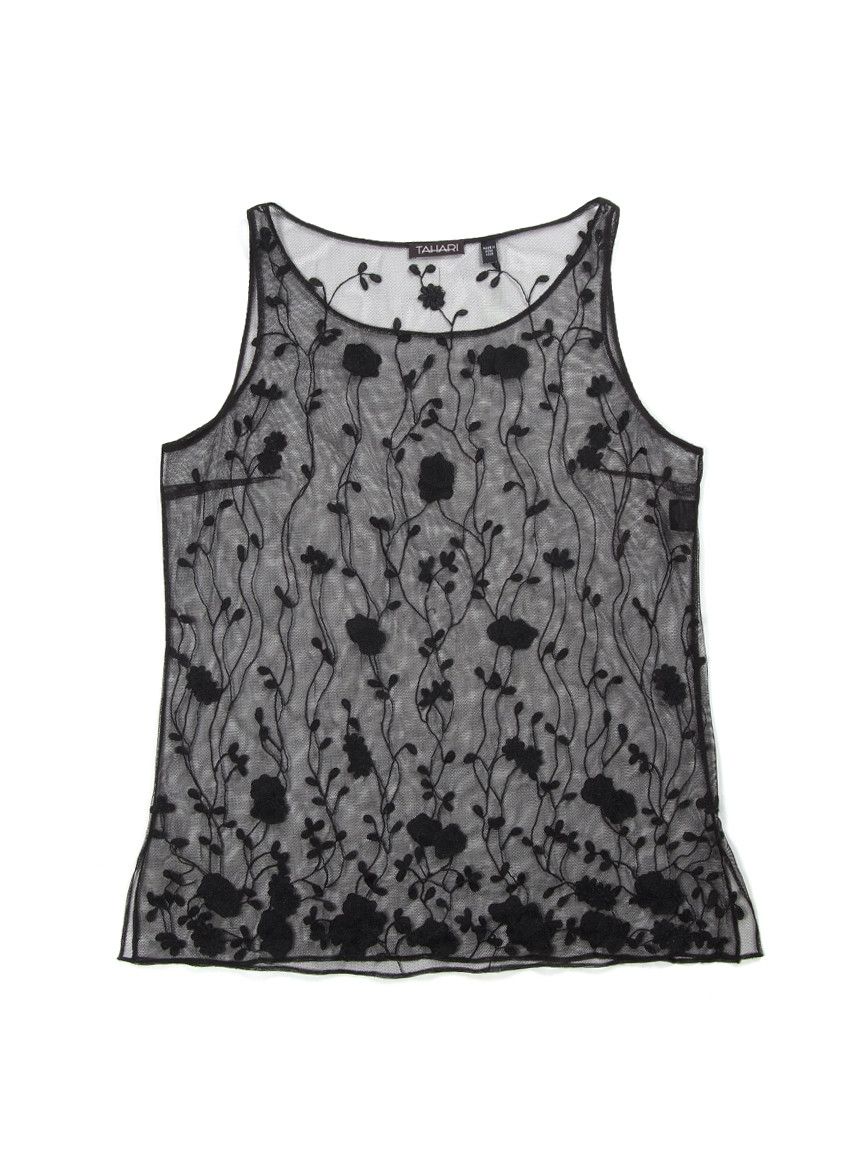 Designer × Japanese Brand × Vintage W's Vintage Mesh Sheer Embroidered Tank Top Size M / US 6-8 / IT 42-44 - 1 Thumbnail