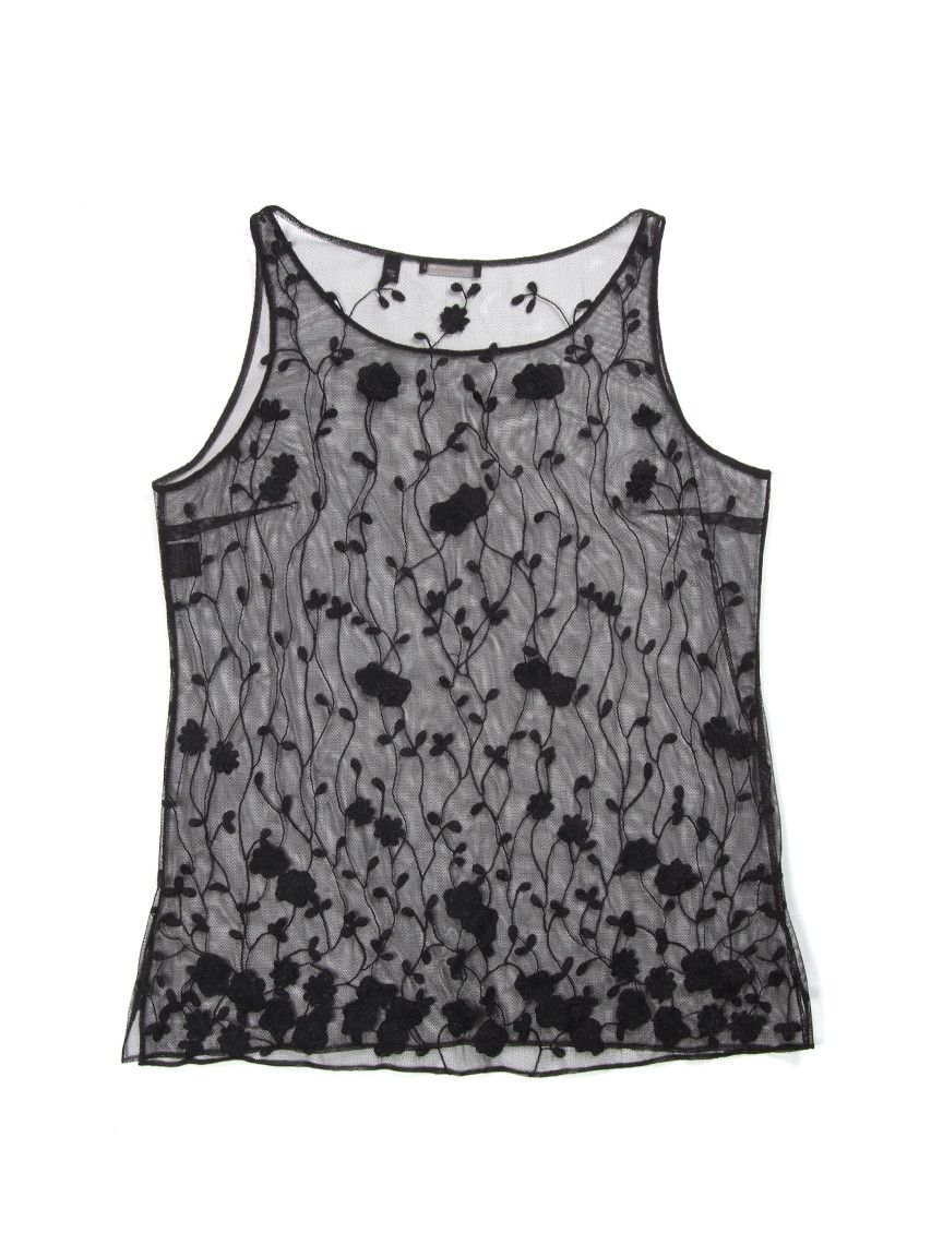 Designer × Japanese Brand × Vintage W's Vintage Mesh Sheer Embroidered Tank Top Size M / US 6-8 / IT 42-44 - 2 Thumbnail