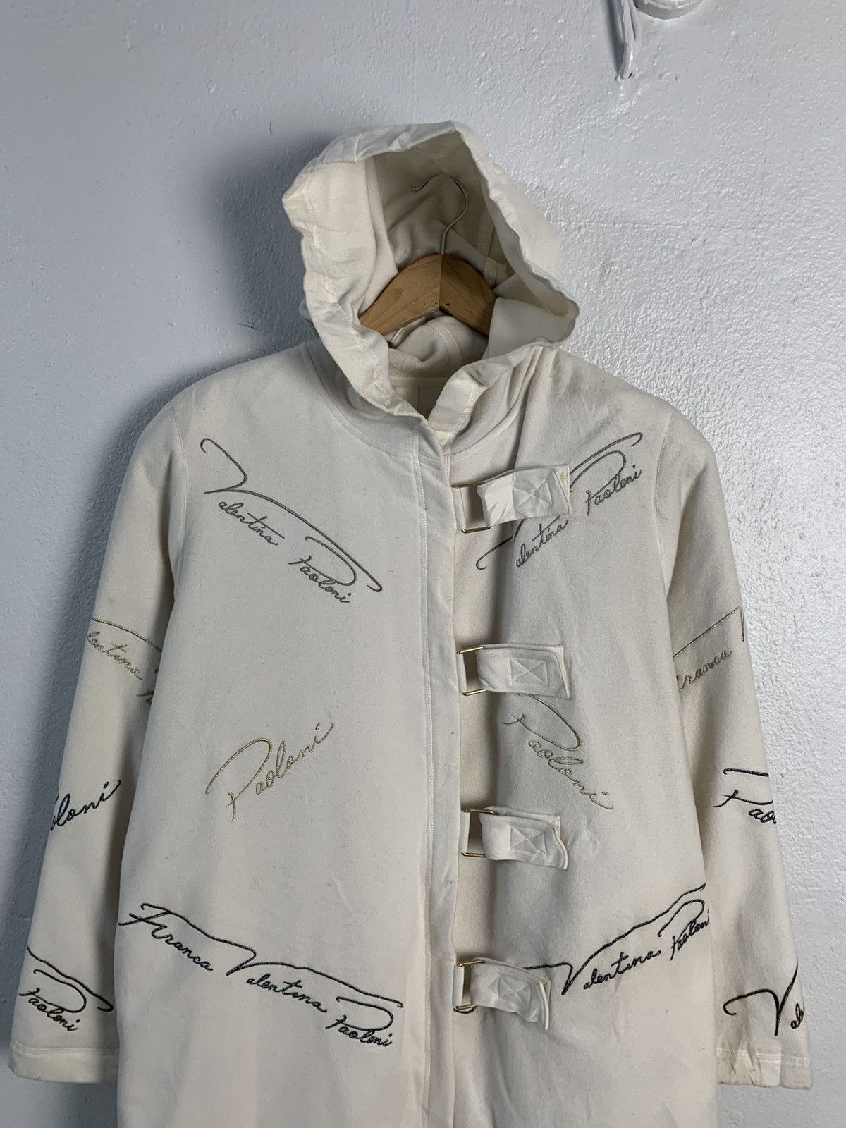 Japanese Brand Franca V.Paoloni Hooded Monogram Coat Size L / US 10 / IT 46 - 4 Thumbnail