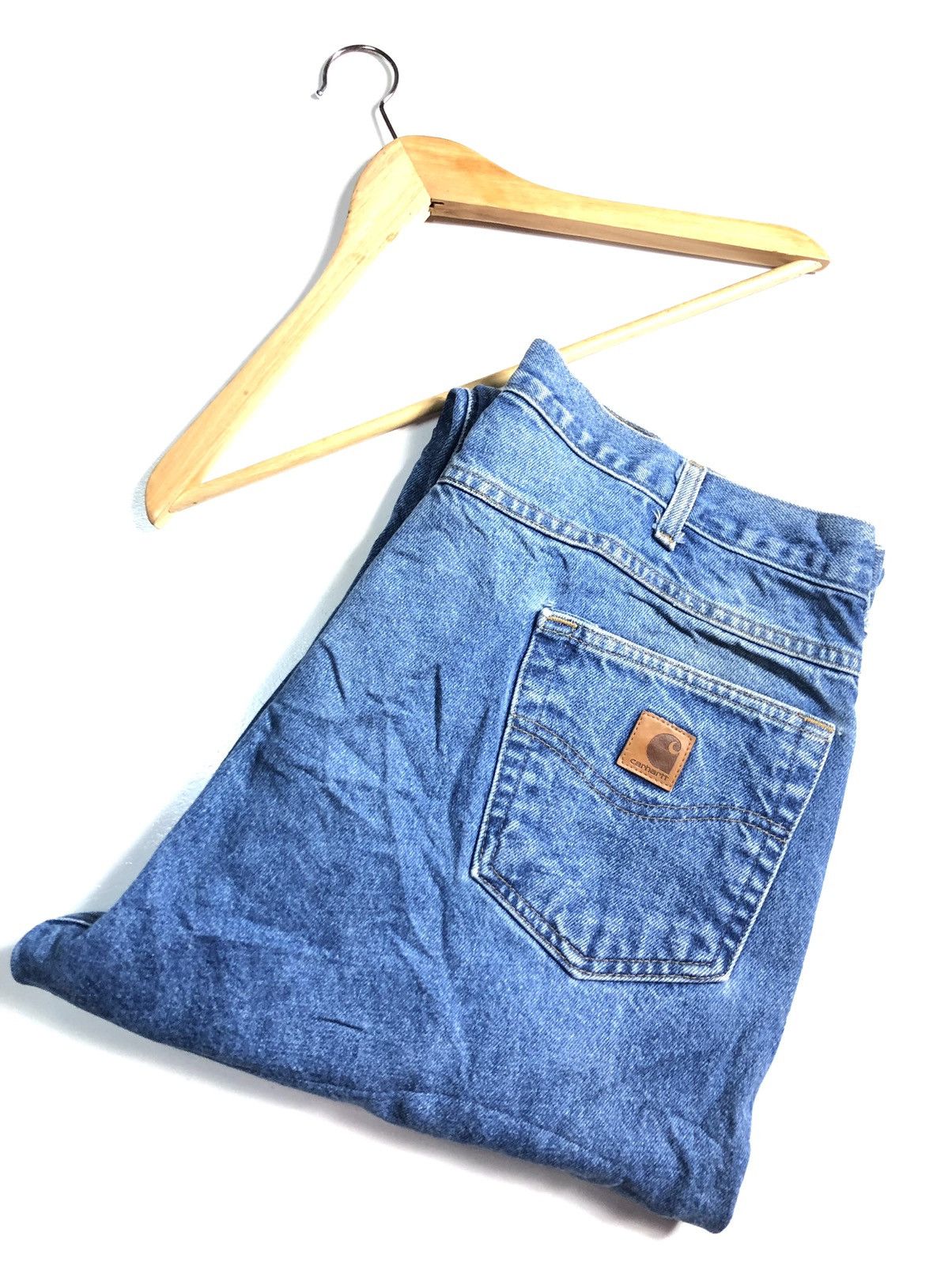 Carhartt × Vintage VINTAGE 90s CARHARTT BLUE WASH DENIM Size US 37 - 1 Thumbnail
