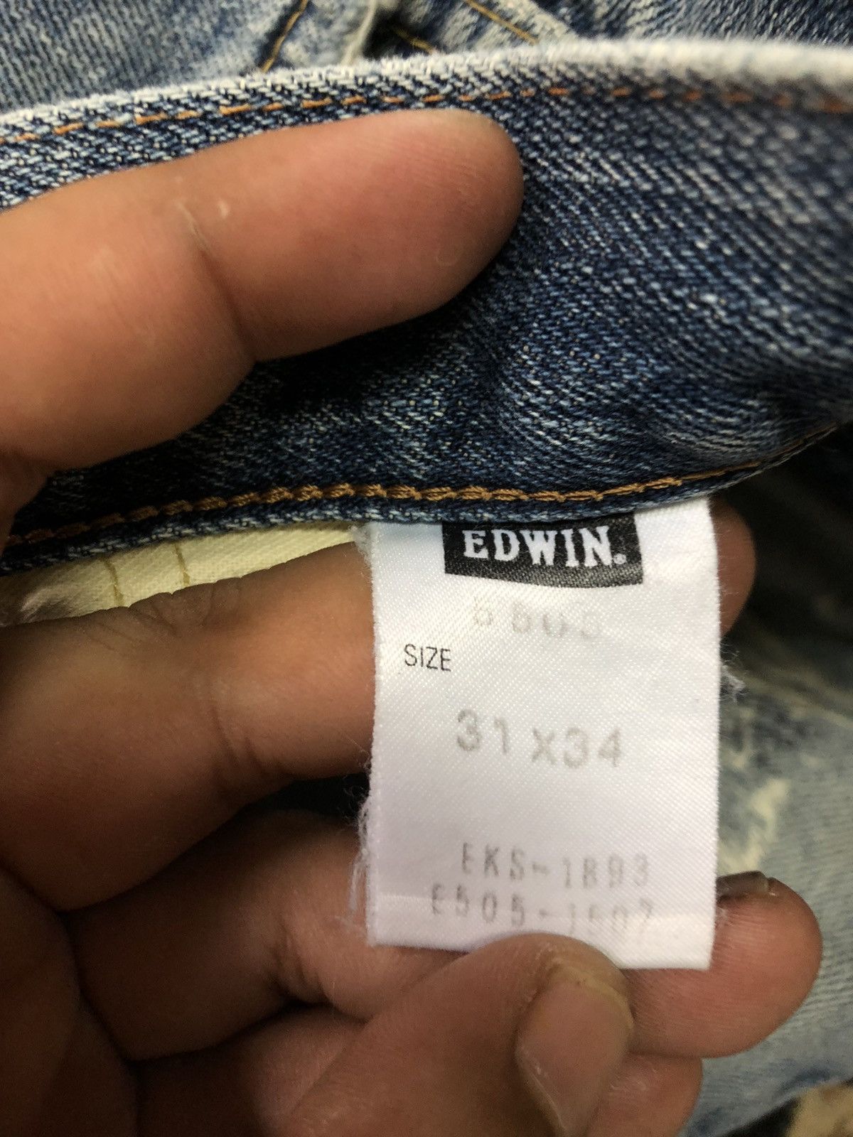 Edwin × Vintage VINTAGE SELVEDGE EDWIN 505x BLUE WASH DISTRESSED DENIM Size US 31 - 7 Thumbnail