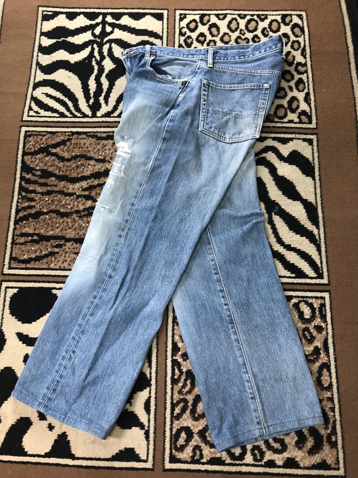 Edwin × Vintage VINTAGE SELVEDGE EDWIN 505x BLUE WASH DISTRESSED DENIM Size US 31 - 13 Thumbnail