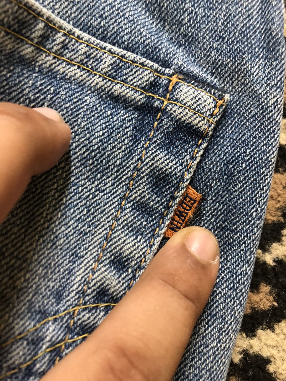 Edwin × Vintage VINTAGE SELVEDGE EDWIN 505x BLUE WASH DISTRESSED DENIM Size US 31 - 12 Thumbnail