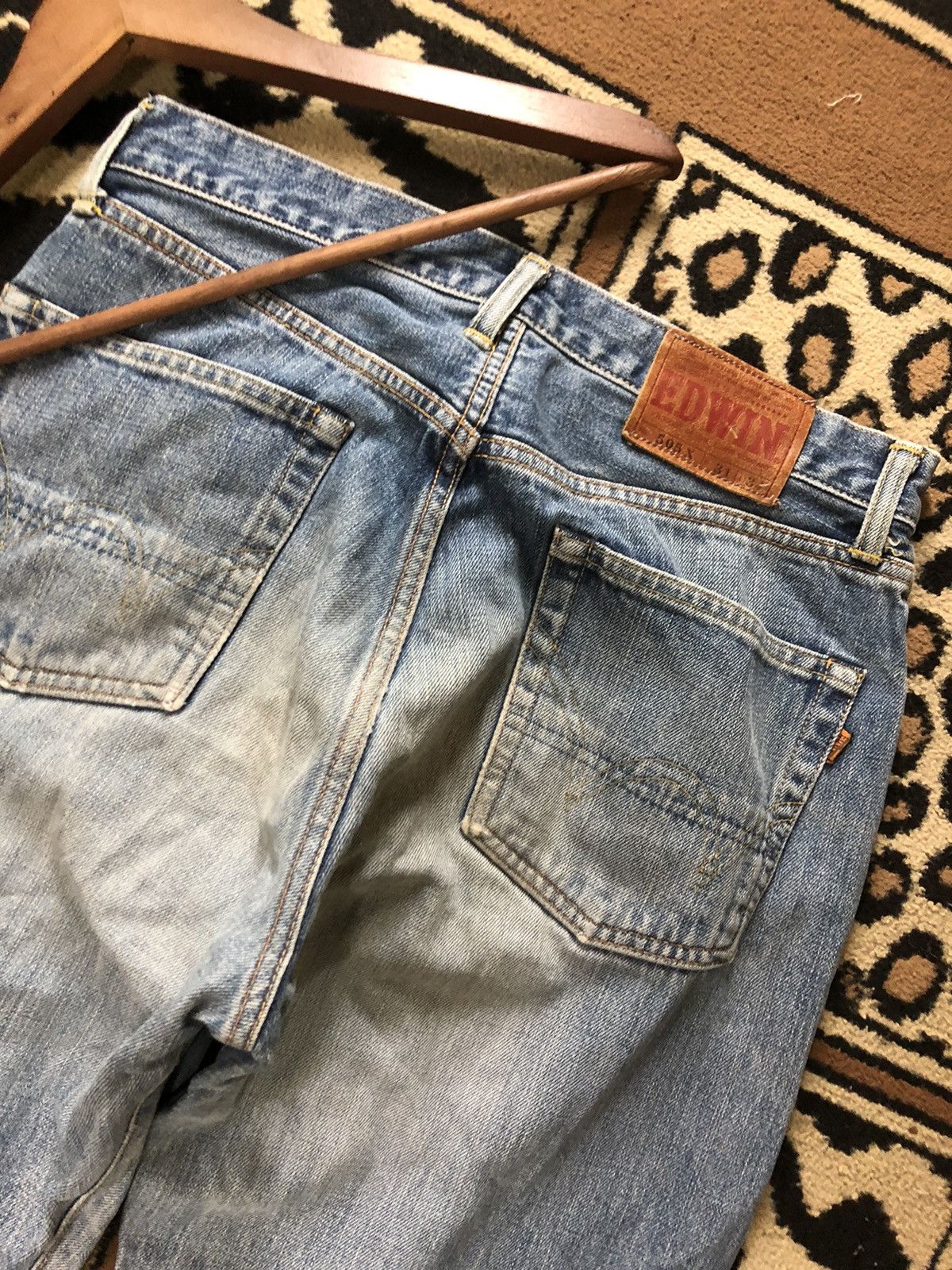 Edwin × Vintage VINTAGE SELVEDGE EDWIN 505x BLUE WASH DISTRESSED DENIM Size US 31 - 10 Thumbnail