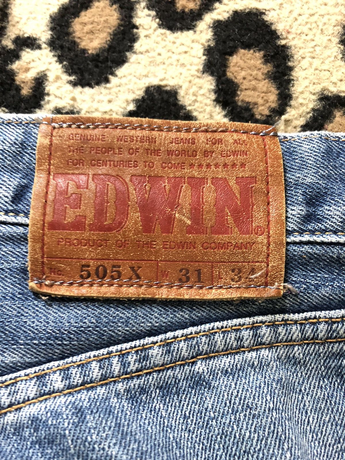Edwin × Vintage VINTAGE SELVEDGE EDWIN 505x BLUE WASH DISTRESSED DENIM Size US 31 - 11 Thumbnail