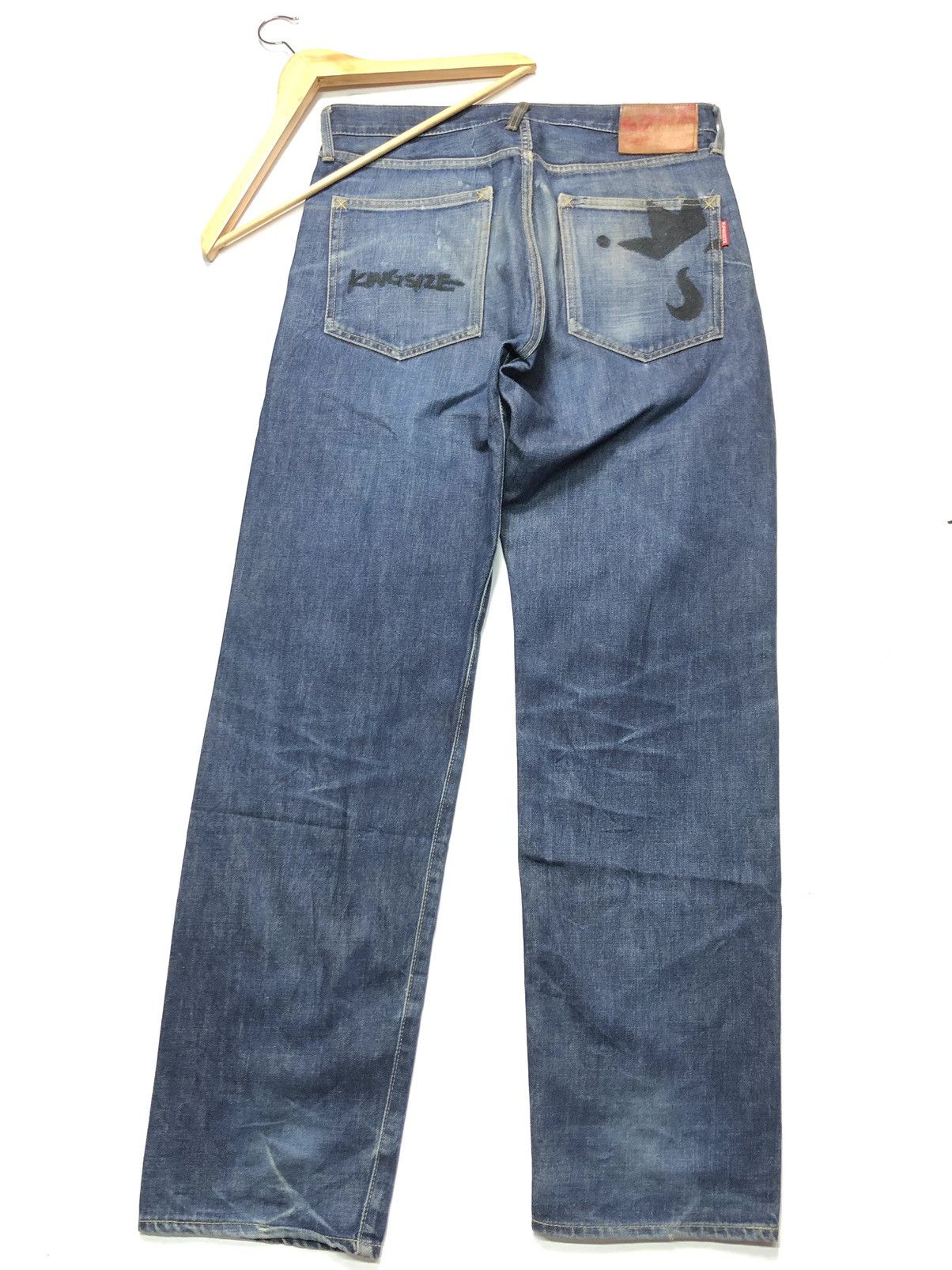 Japanese Brand × King × Vintage KING SIZE JAPAN BRAND BLUE WASH DISTRESSED DENIM JAPAN🇯🇵 Size US 34 / EU 50 - 2 Thumbnail