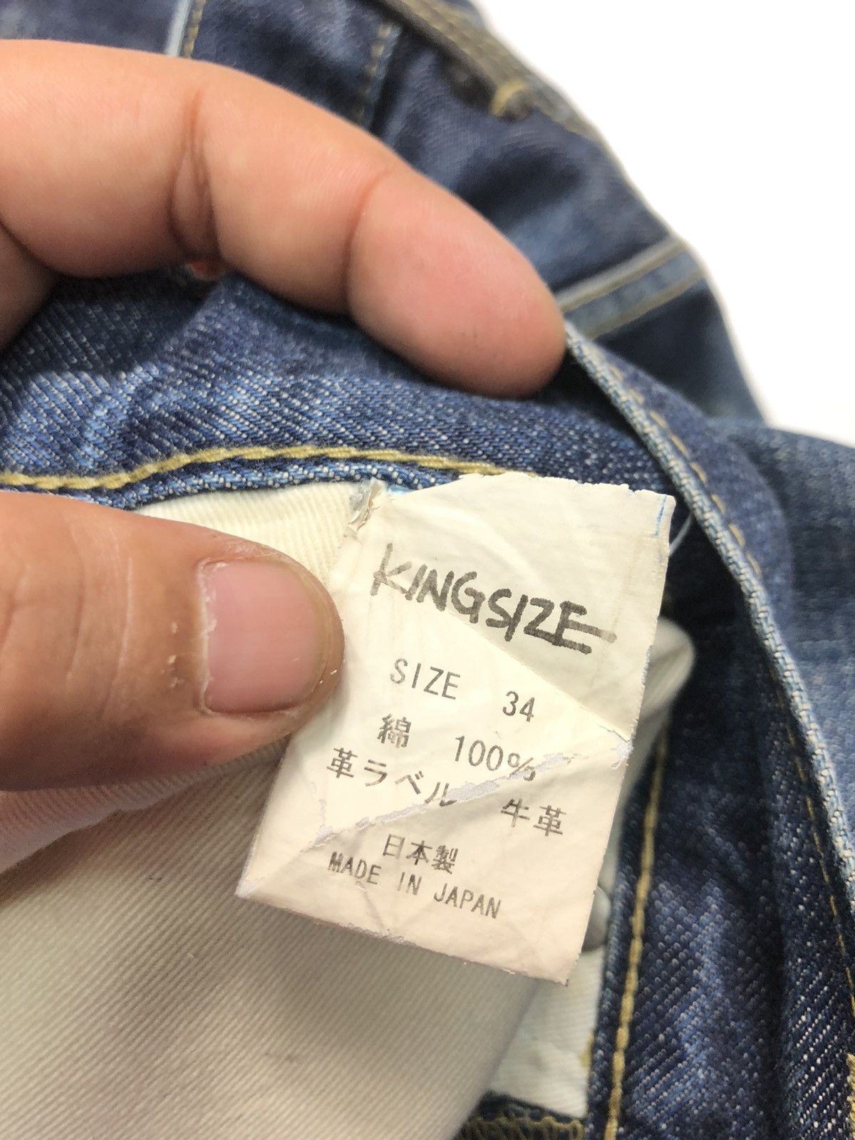 Japanese Brand × King × Vintage KING SIZE JAPAN BRAND BLUE WASH DISTRESSED DENIM JAPAN🇯🇵 Size US 34 / EU 50 - 8 Thumbnail