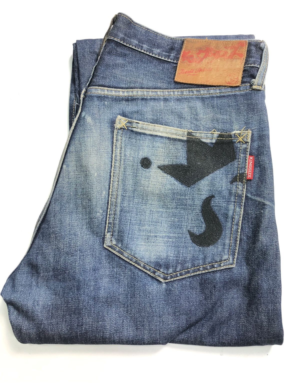 Japanese Brand × King × Vintage KING SIZE JAPAN BRAND BLUE WASH DISTRESSED DENIM JAPAN🇯🇵 Size US 34 / EU 50 - 18 Thumbnail