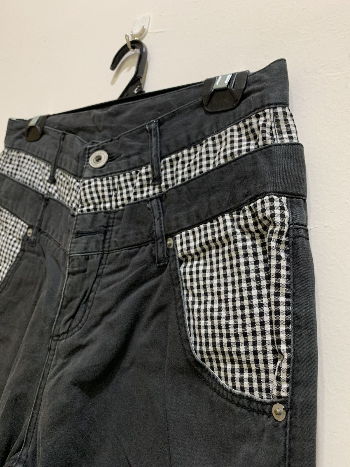 Japanese Brand × Seditionaries GINGHAM PLAID Double Waist Spring Leg Punk Crop Short Pant Size US 29 - 13 Thumbnail