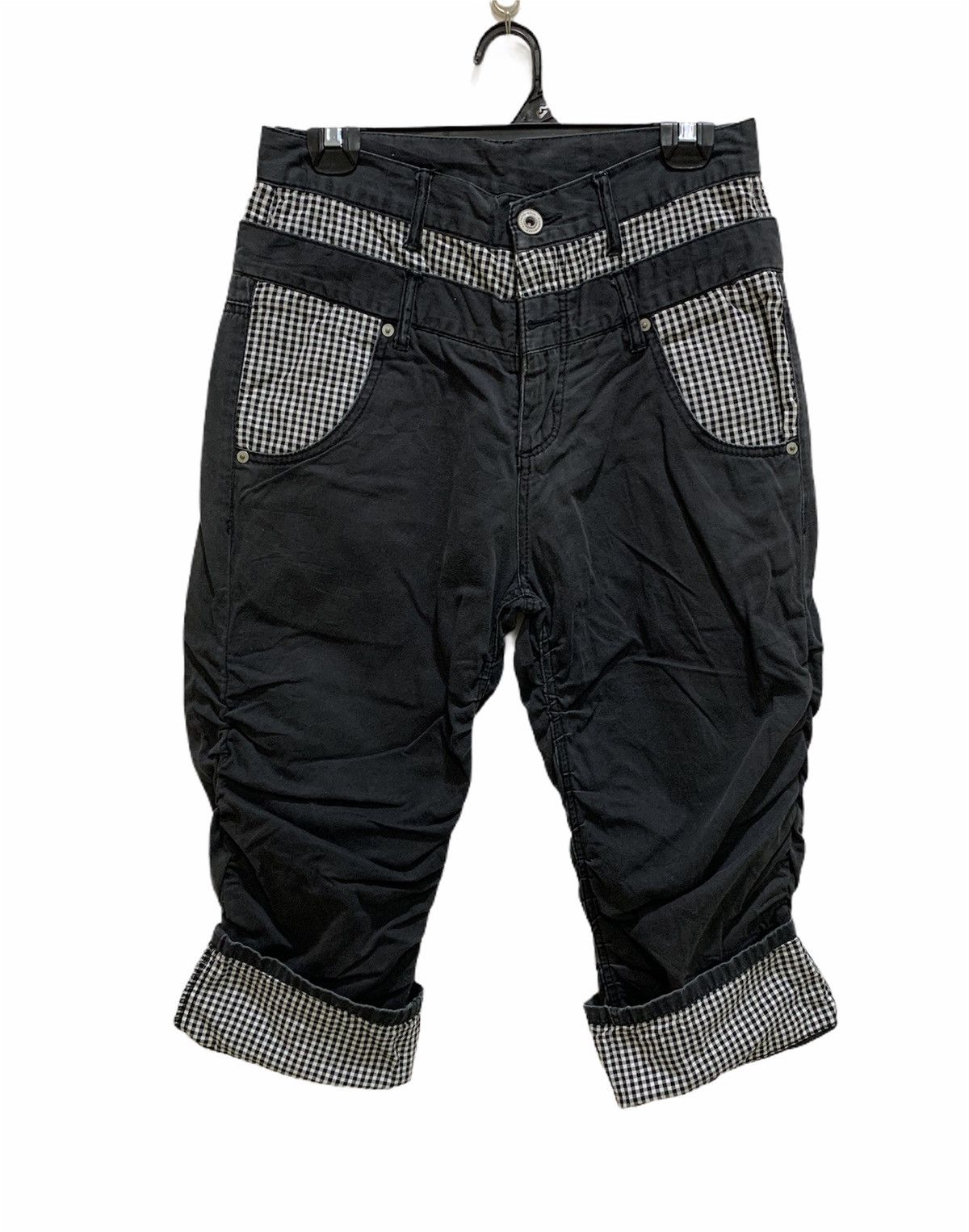 Japanese Brand × Seditionaries GINGHAM PLAID Double Waist Spring Leg Punk Crop Short Pant Size US 29 - 1 Thumbnail