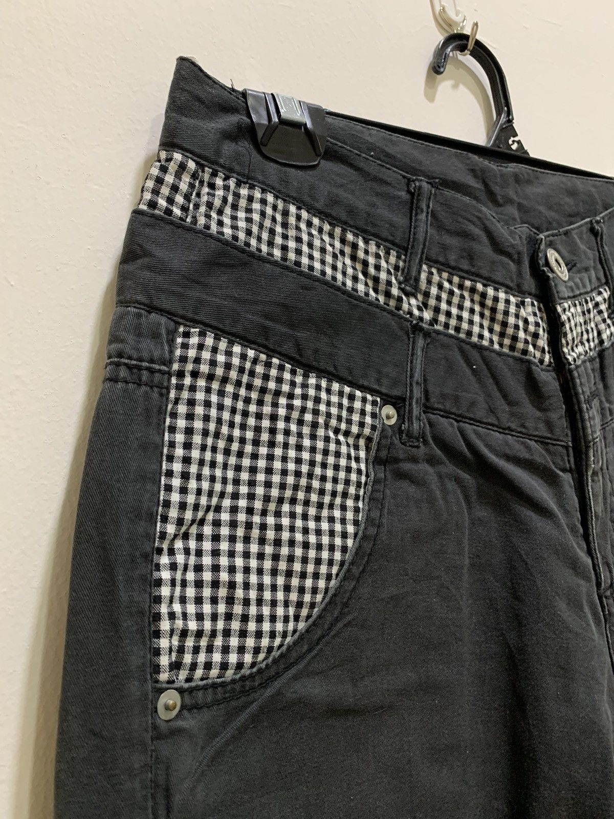 Japanese Brand × Seditionaries GINGHAM PLAID Double Waist Spring Leg Punk Crop Short Pant Size US 29 - 12 Thumbnail