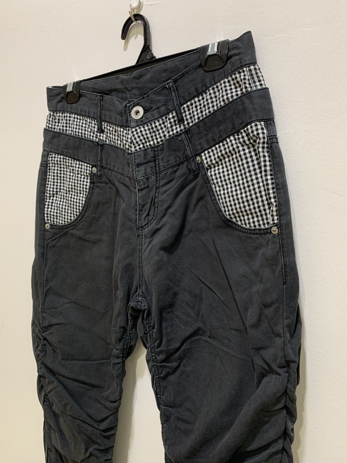 Japanese Brand × Seditionaries GINGHAM PLAID Double Waist Spring Leg Punk Crop Short Pant Size US 29 - 9 Thumbnail