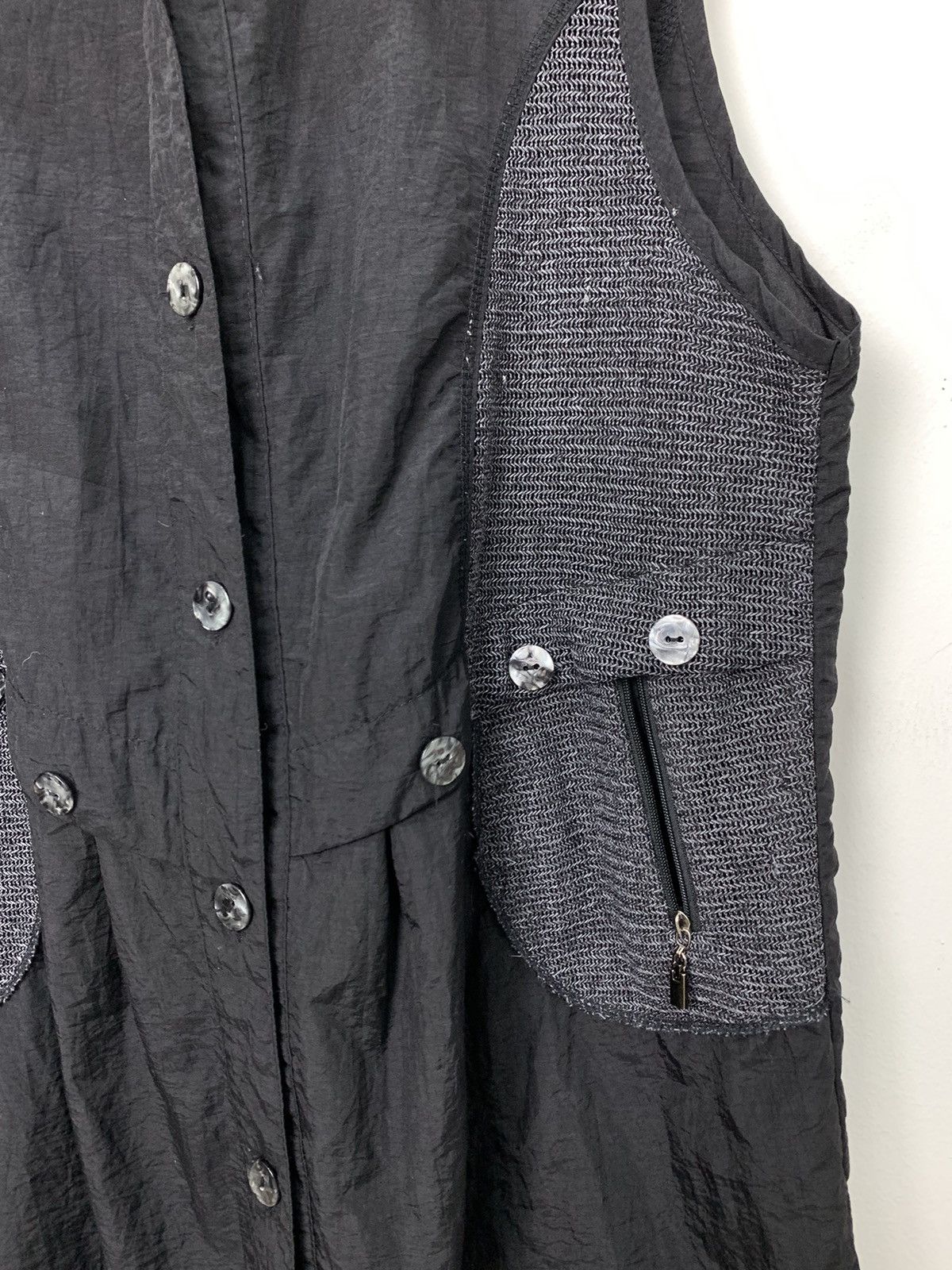All Blacks × Japanese Brand TOMOMI Mesh Net Nylon Flare Multipocket Button Vest Jacket Size M / US 6-8 / IT 42-44 - 10 Thumbnail
