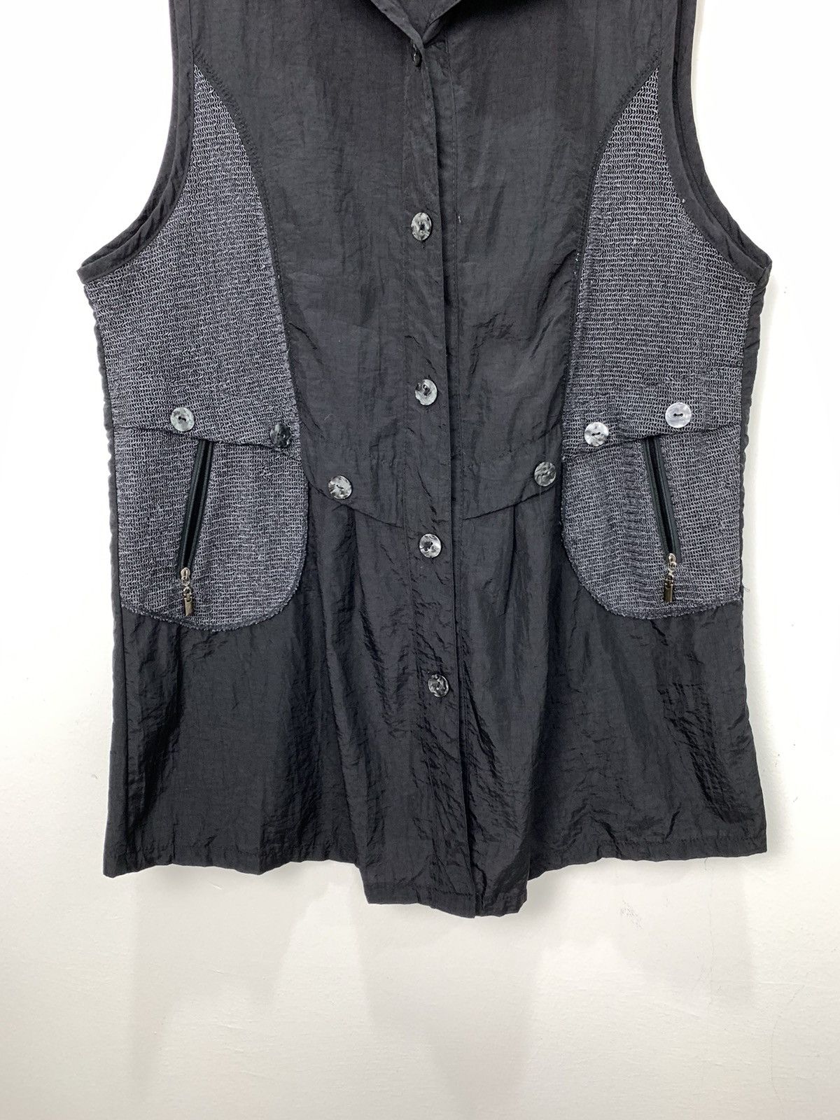All Blacks × Japanese Brand TOMOMI Mesh Net Nylon Flare Multipocket Button Vest Jacket Size M / US 6-8 / IT 42-44 - 5 Thumbnail