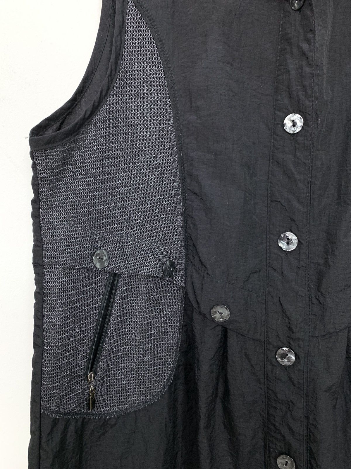 All Blacks × Japanese Brand TOMOMI Mesh Net Nylon Flare Multipocket Button Vest Jacket Size M / US 6-8 / IT 42-44 - 9 Thumbnail