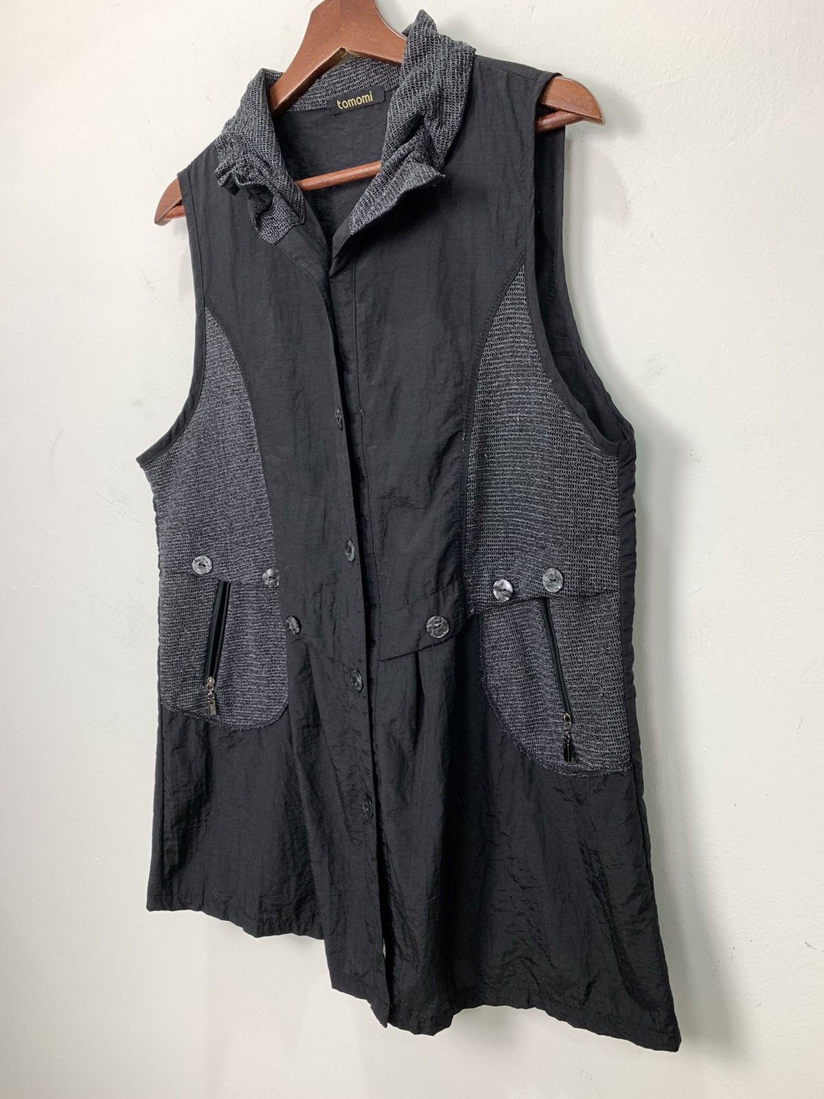 All Blacks × Japanese Brand TOMOMI Mesh Net Nylon Flare Multipocket Button Vest Jacket Size M / US 6-8 / IT 42-44 - 7 Thumbnail