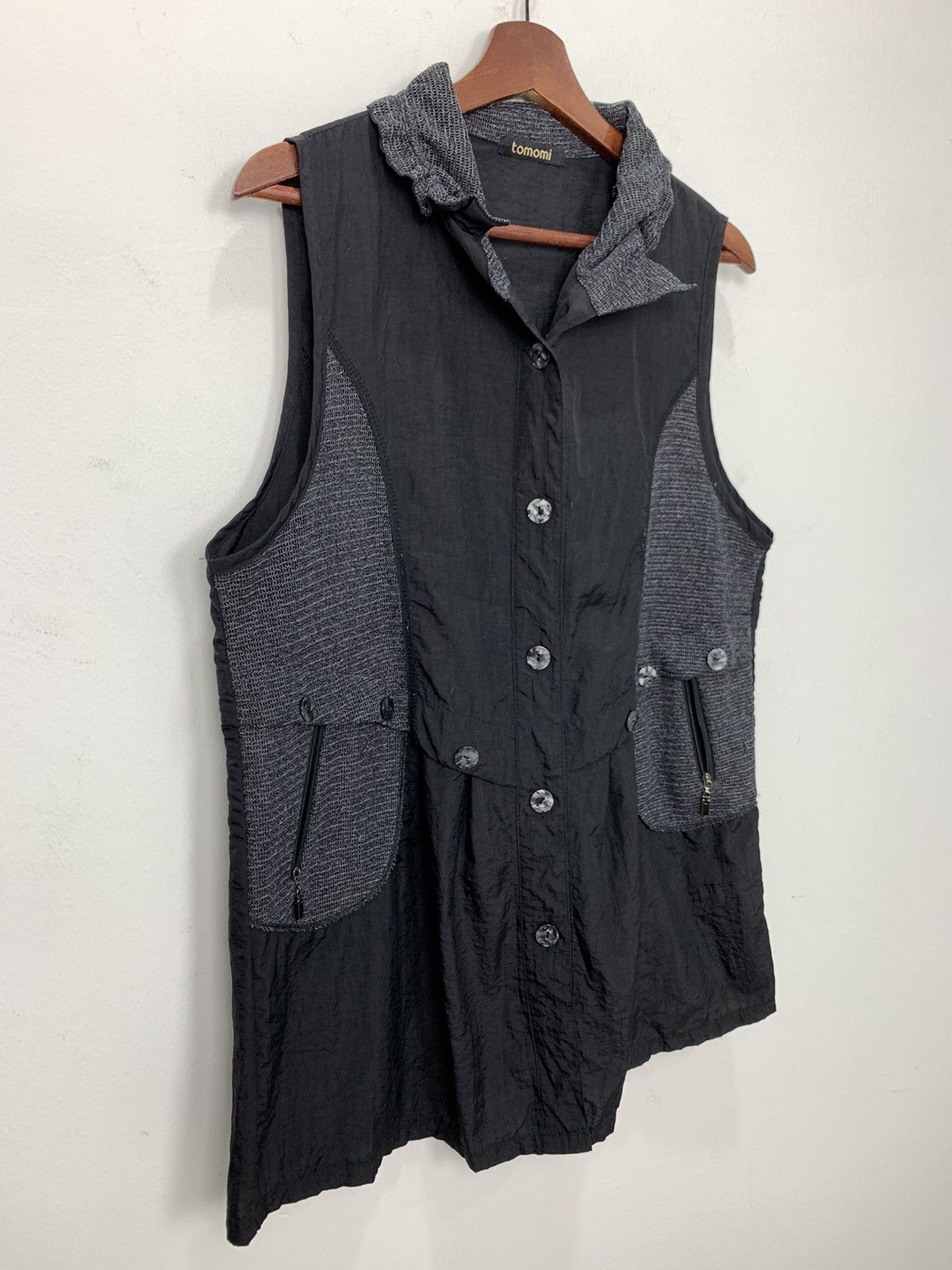 All Blacks × Japanese Brand TOMOMI Mesh Net Nylon Flare Multipocket Button Vest Jacket Size M / US 6-8 / IT 42-44 - 6 Thumbnail