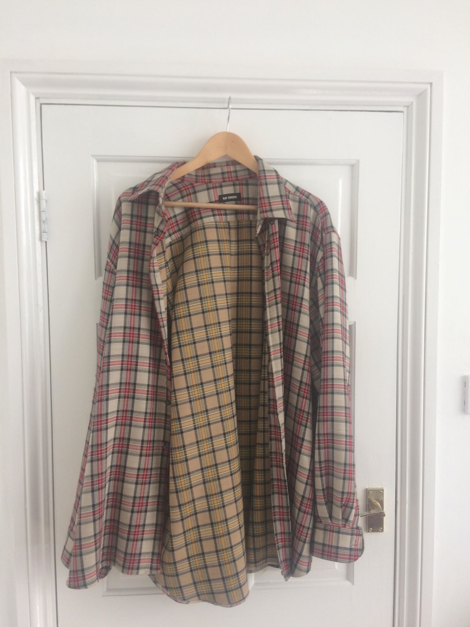 image of Raf Simons Flannel Shirt in Plaid, Men's (Size Medium)