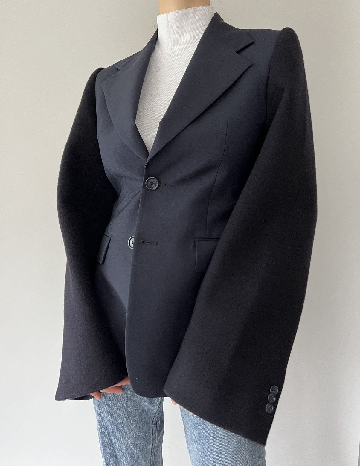 Maison Margiela FW19 Paneled wool and mohair-blend felt and woven blazer Size S / US 4 / IT 40 - 4 Thumbnail