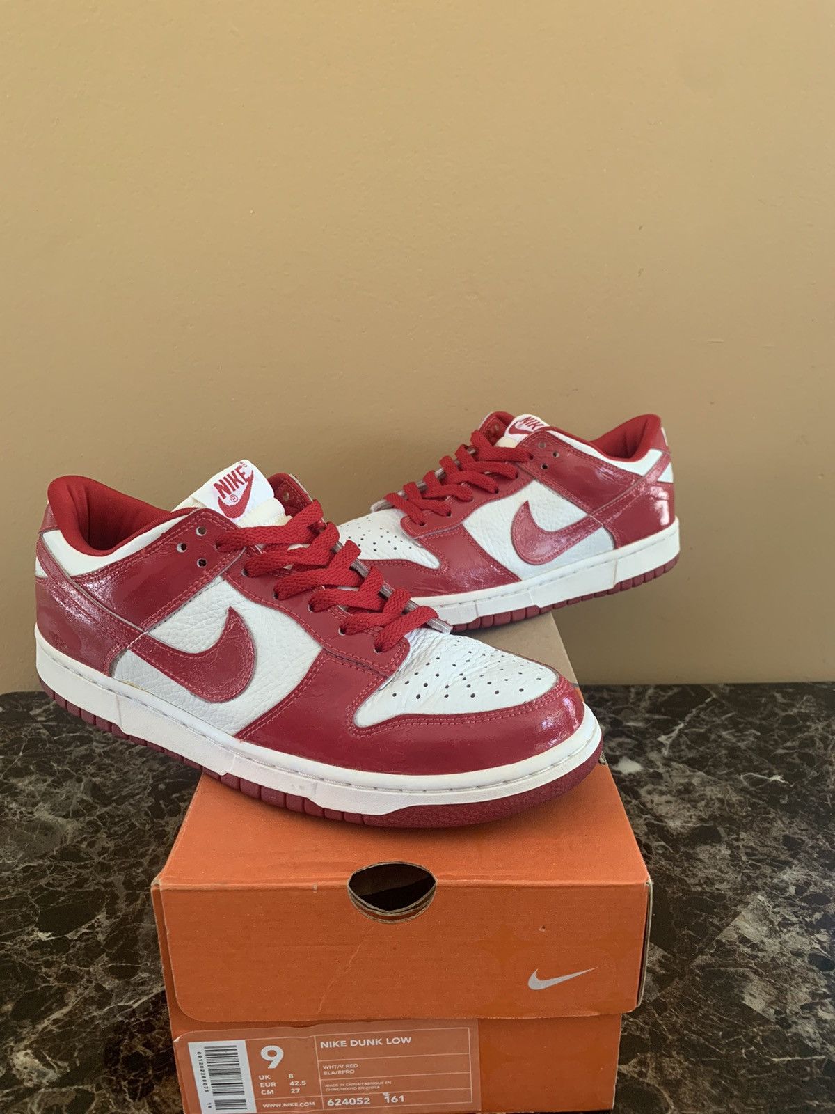 Nike Nike Dunk Low Patent Leather 2001 Varsity Red EU Exclusive Size US 9 / EU 42 - 1 Thumbnail