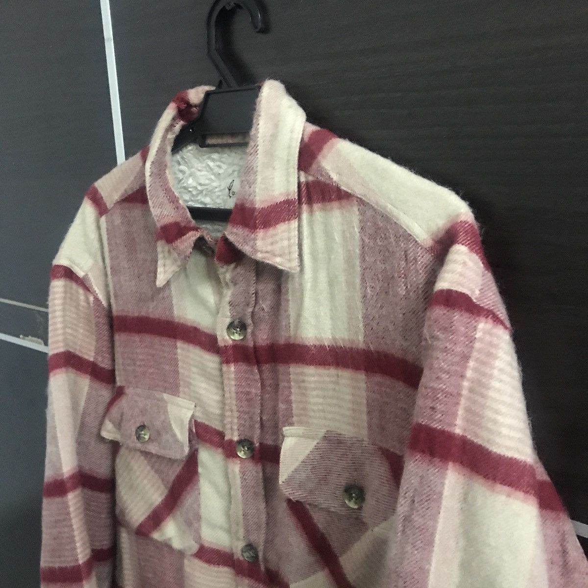 Japanese Brand × Vintage long sleeve flannel monogram design with sherpa lining Size US M / EU 48-50 / 2 - 4 Thumbnail