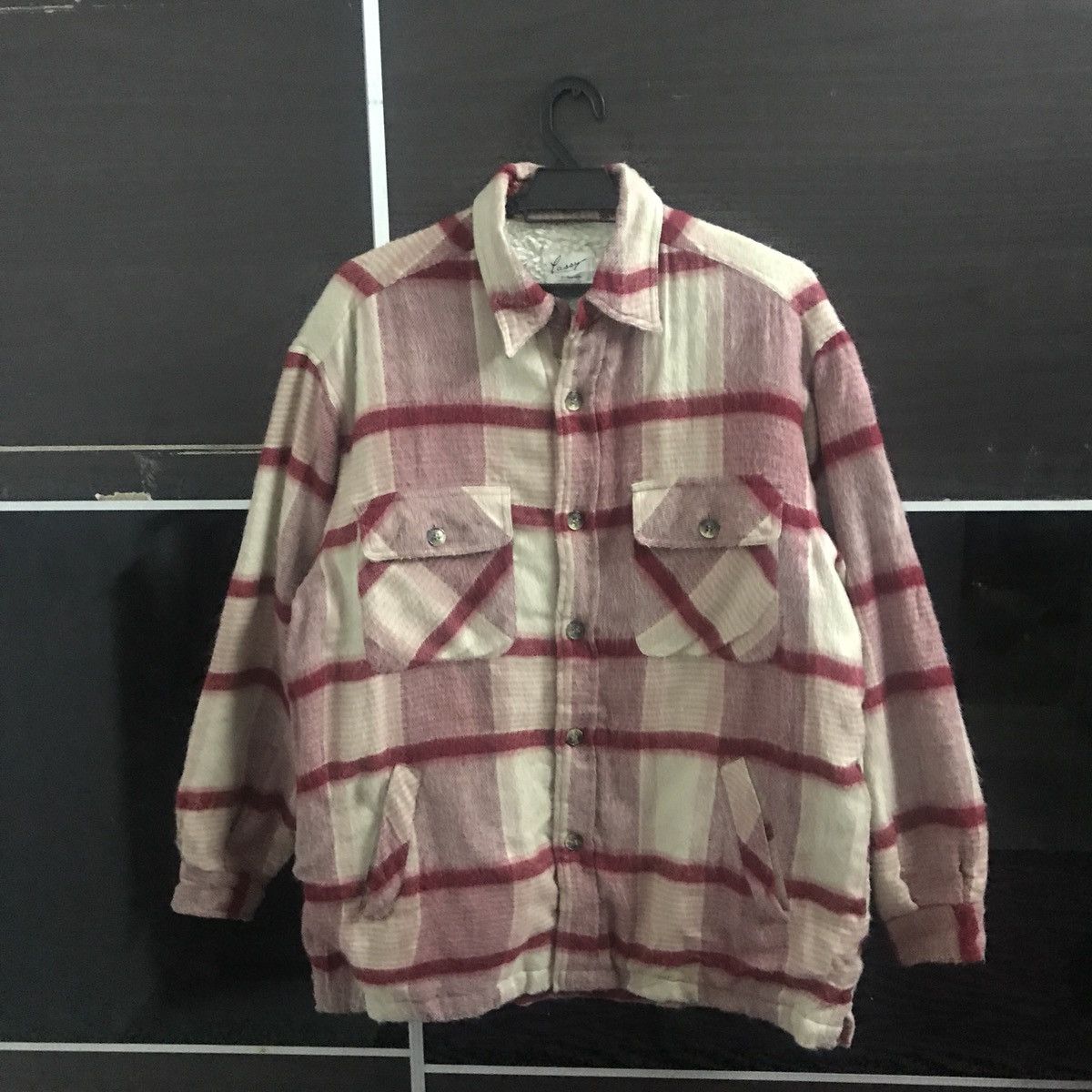 Japanese Brand × Vintage long sleeve flannel monogram design with sherpa lining Size US M / EU 48-50 / 2 - 2 Thumbnail
