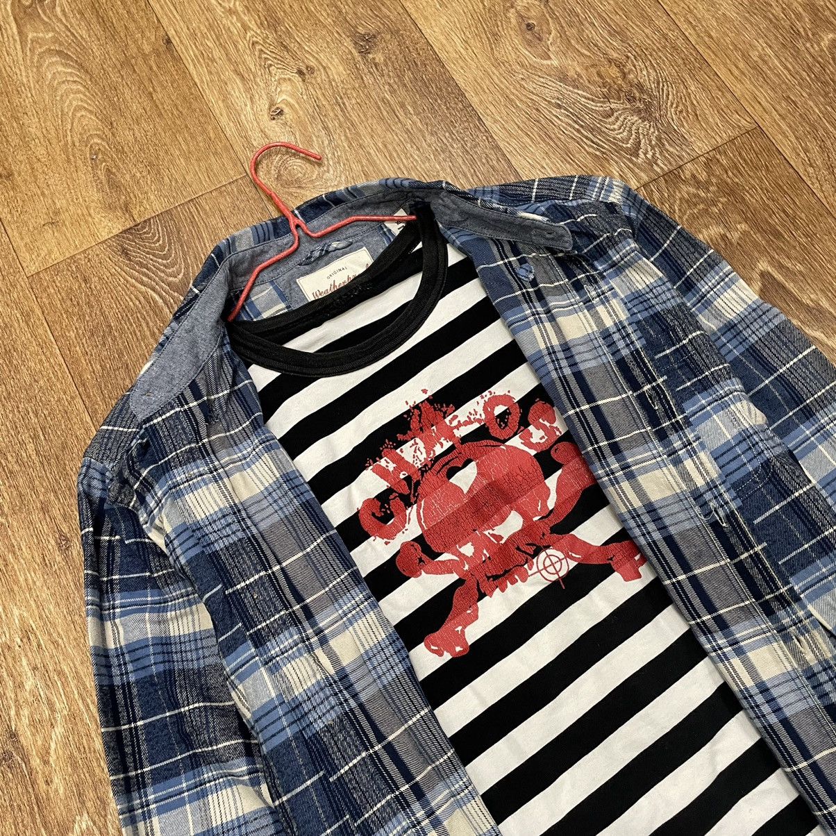 Vintage Vintage Y2K Checkered Shirt Striped Tee Layered Streetwear X Size US XL / EU 56 / 4 - 5 Thumbnail