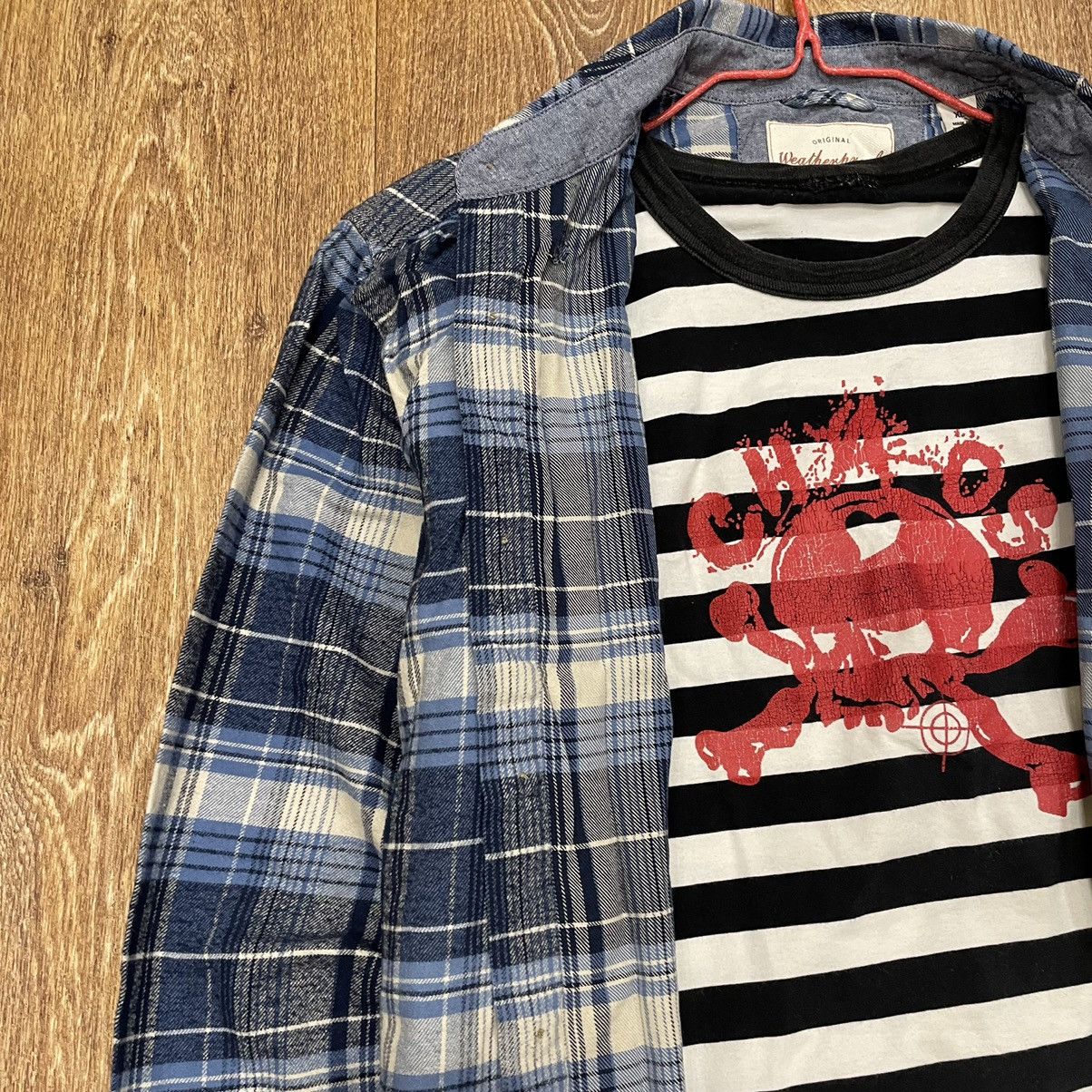 Vintage Vintage Y2K Checkered Shirt Striped Tee Layered Streetwear X Size US XL / EU 56 / 4 - 4 Thumbnail