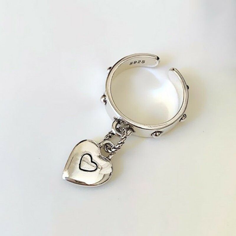 Jewelry LOVE Heart Tassel Ring Size ONE SIZE - 2 Thumbnail