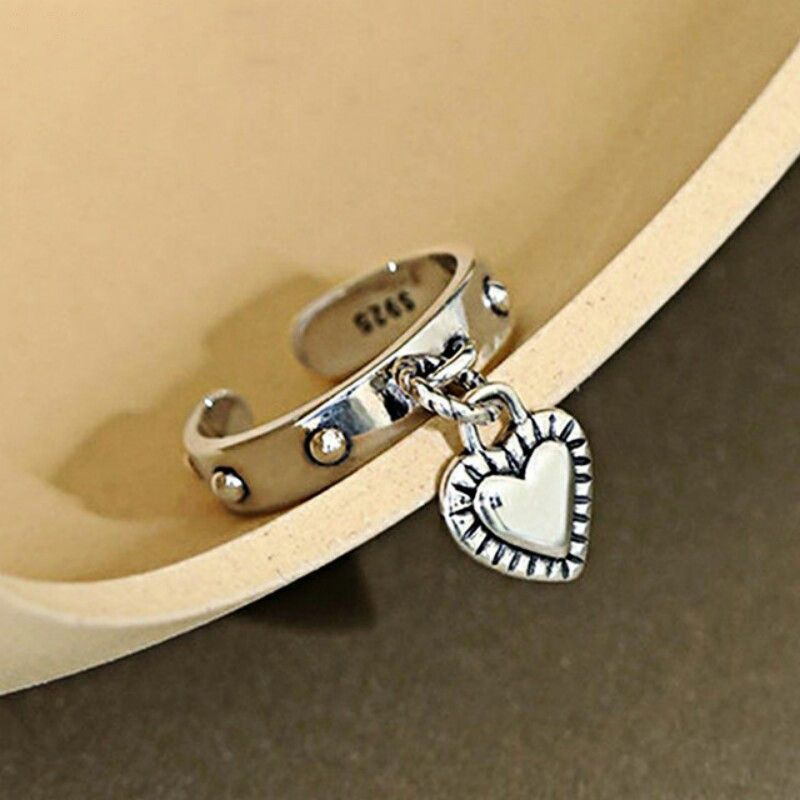 Jewelry LOVE Heart Tassel Ring Size ONE SIZE - 1 Thumbnail