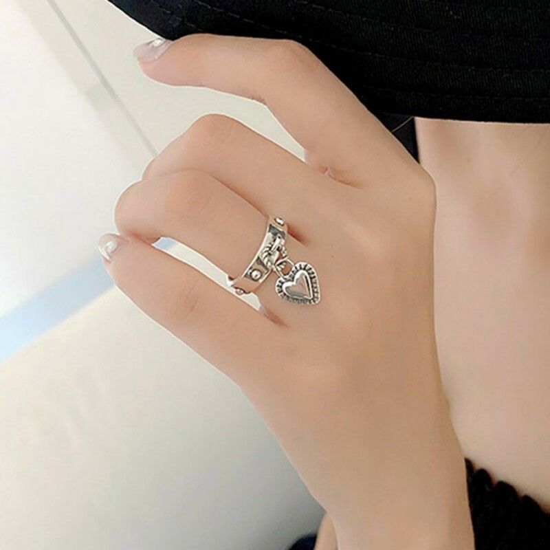 Jewelry LOVE Heart Tassel Ring Size ONE SIZE - 3 Thumbnail