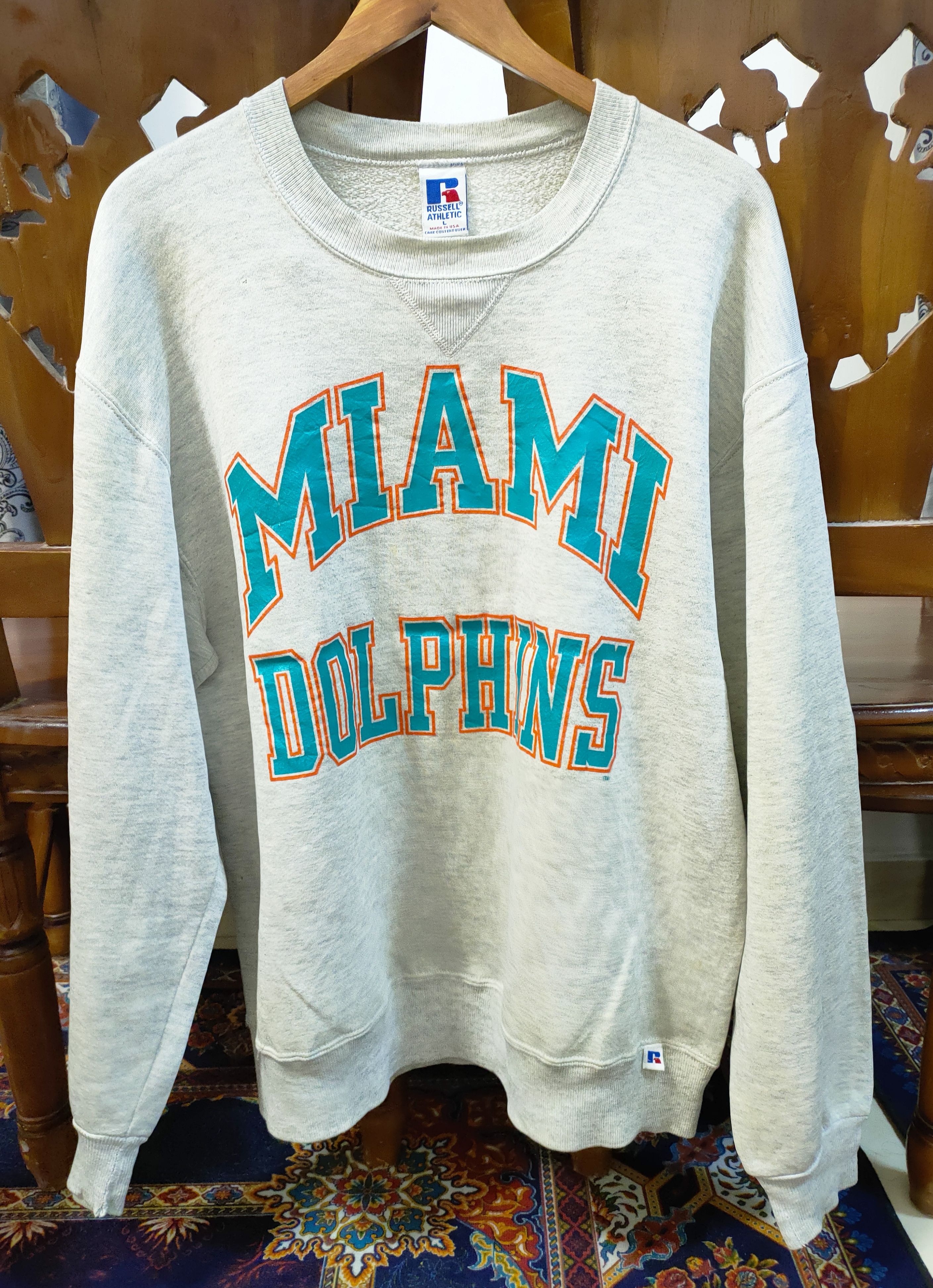 Vintage 90's Miami Dolphins Russell Athletic Team Logo Sweatshirt