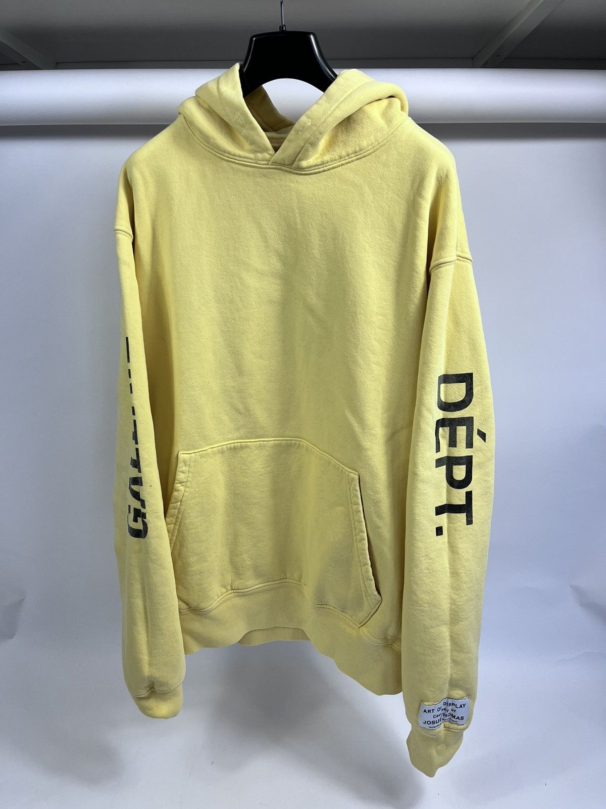image of Gallery Dept Sleeve Logo Art That Kills Reversible Hoodie in Yellow, Men's (Size Medium)