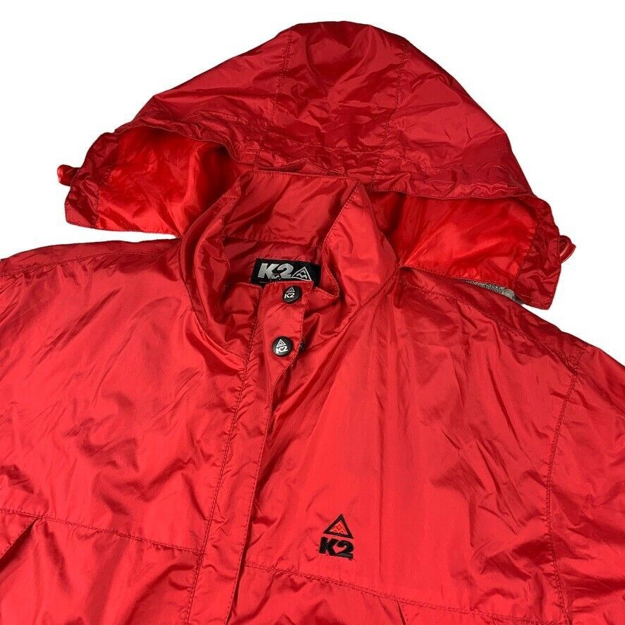 Vintage K2 Men's Full Zip Nylon Packable Hood Windbreaker Jacket Red ...