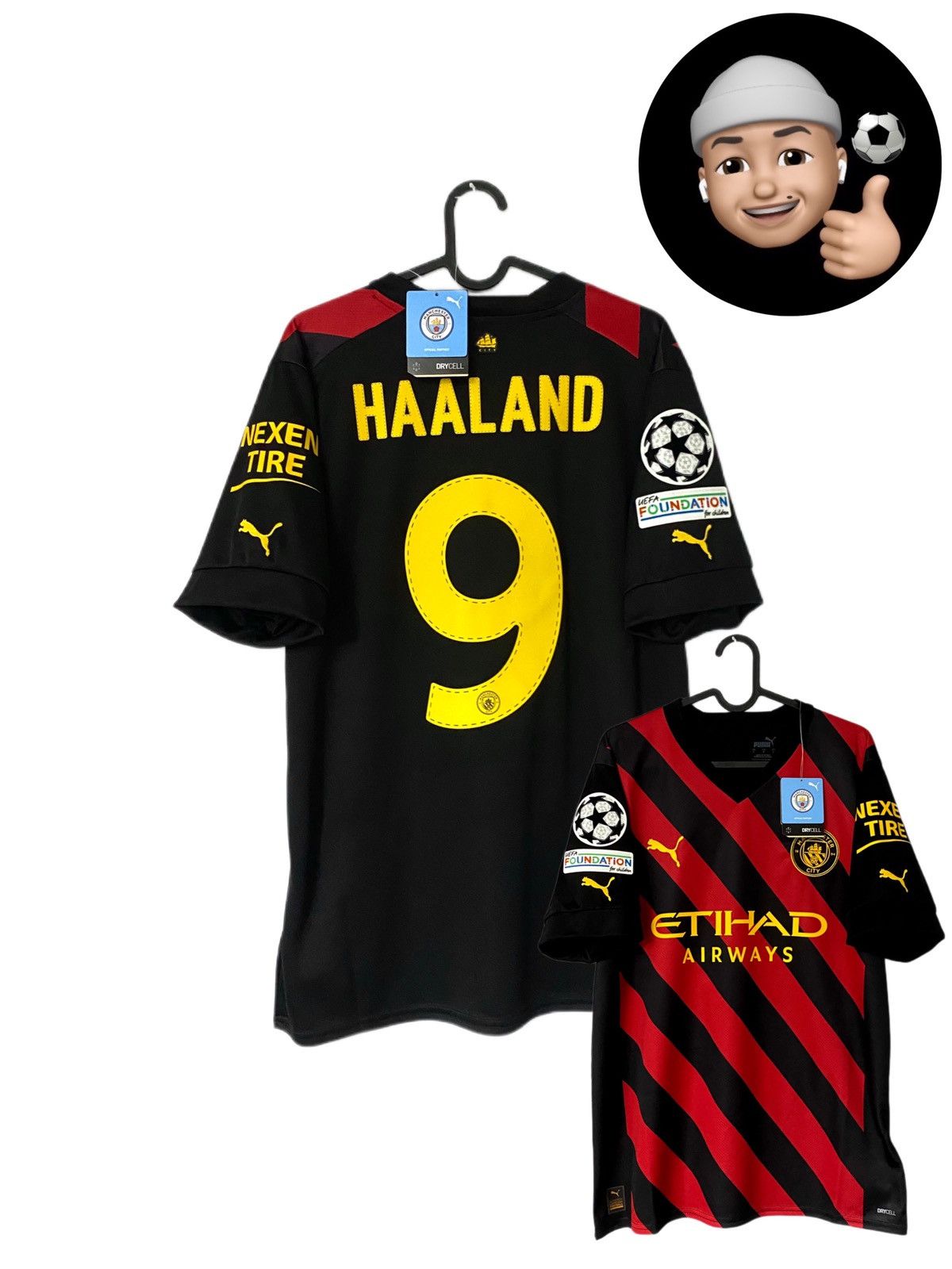 image of New 2022 2023 Manchester City Puma Away Soccer Jersey Shirt in Black, Men's (Size Large)